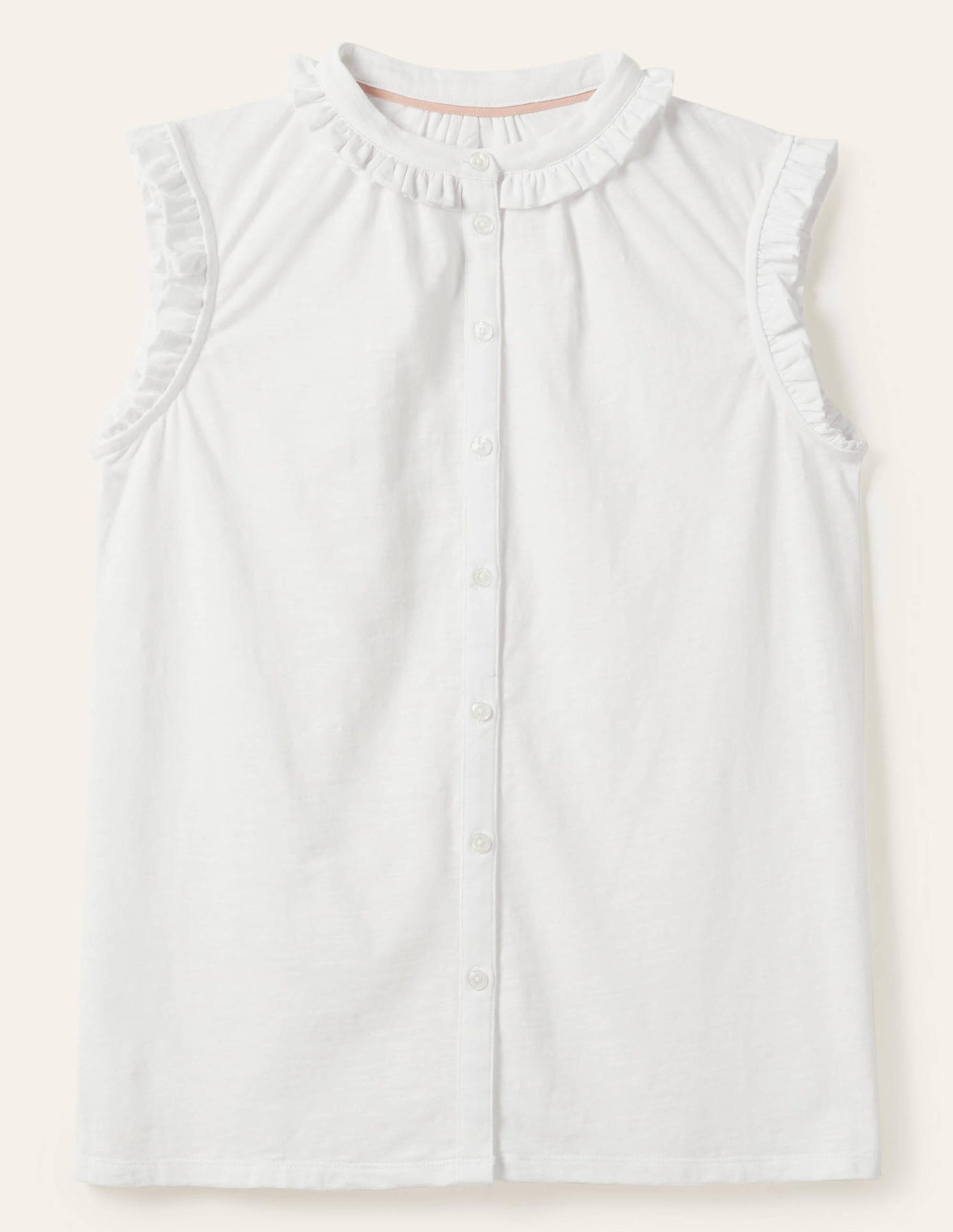 Chemise Daphne sans manches volantée-Blanc-6