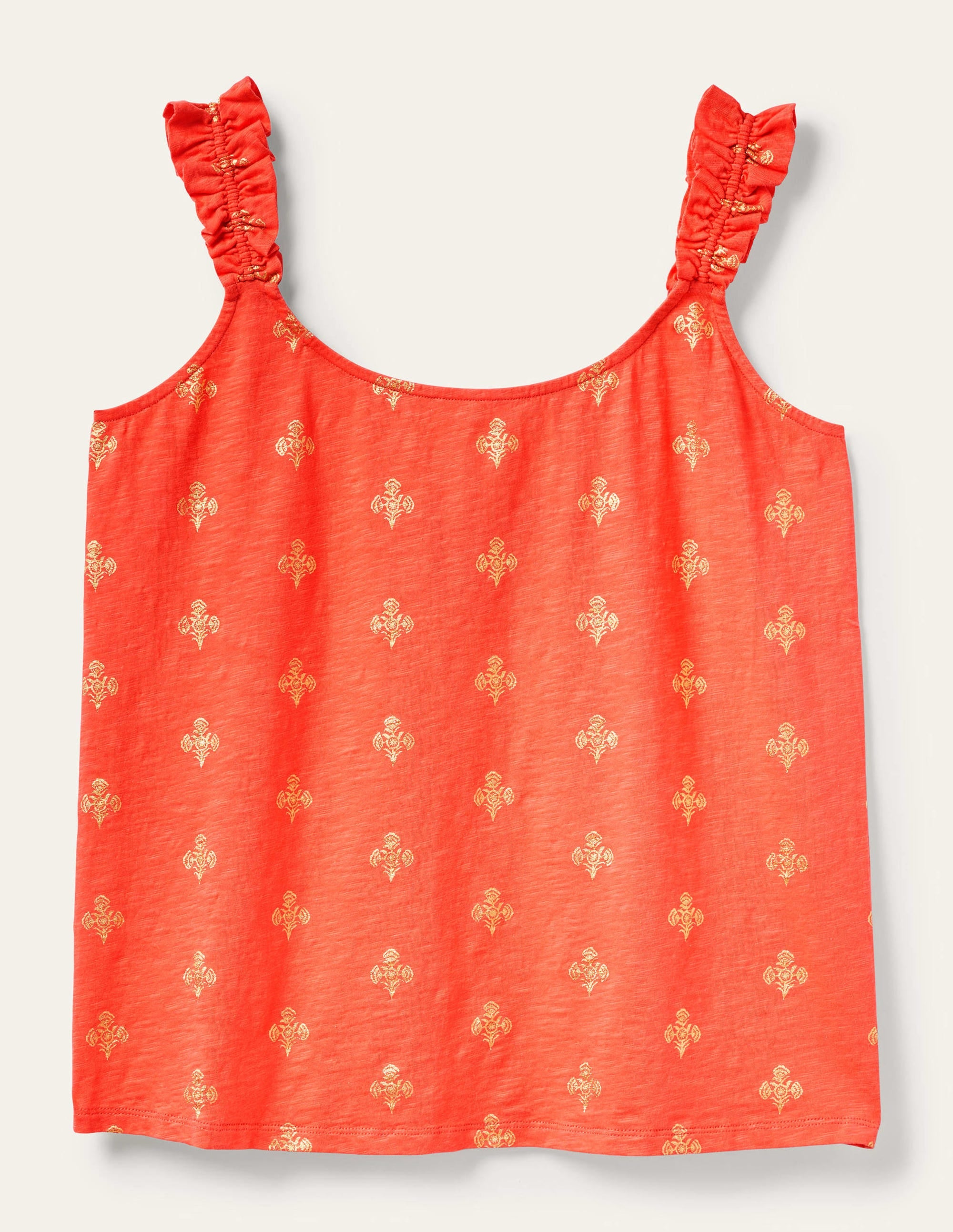 Jerseyoberteil mit Rüschenträgern-Helles Papayaorange, Mohnblumen - Image 9