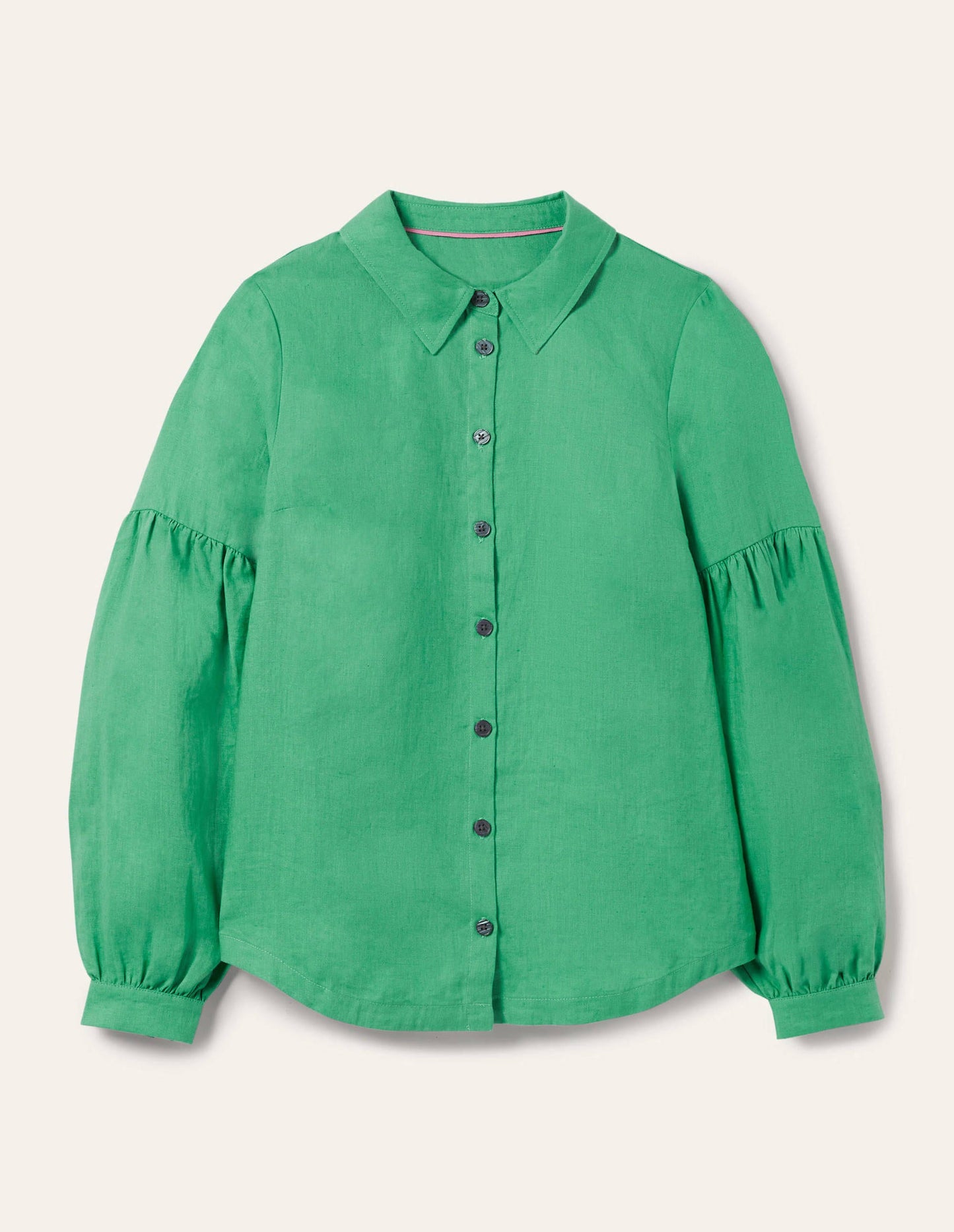 Anna Leinenhemd mit Blousonärmeln-Grüne Lagune