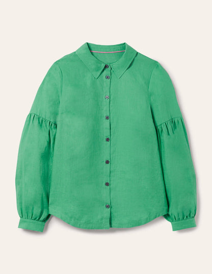 Anna Leinenhemd mit Blousonärmeln-Grüne Lagune-6