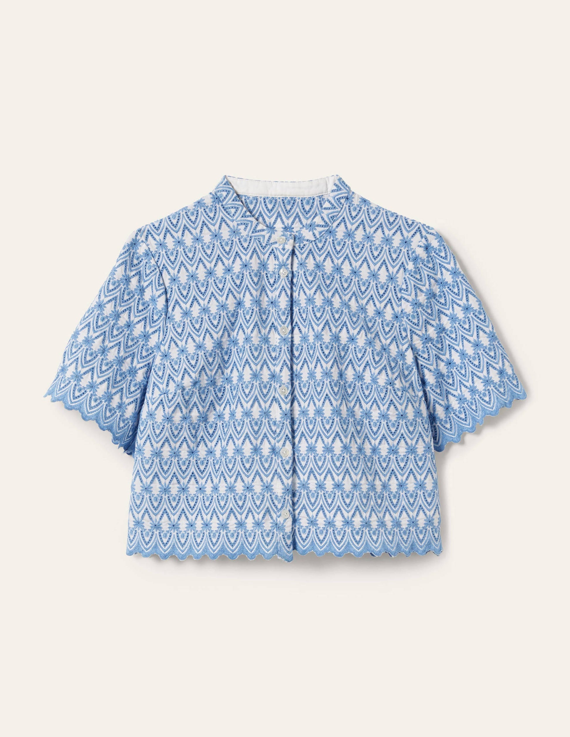Tamsin Broderie Cotton Top-Dusty Blue-5