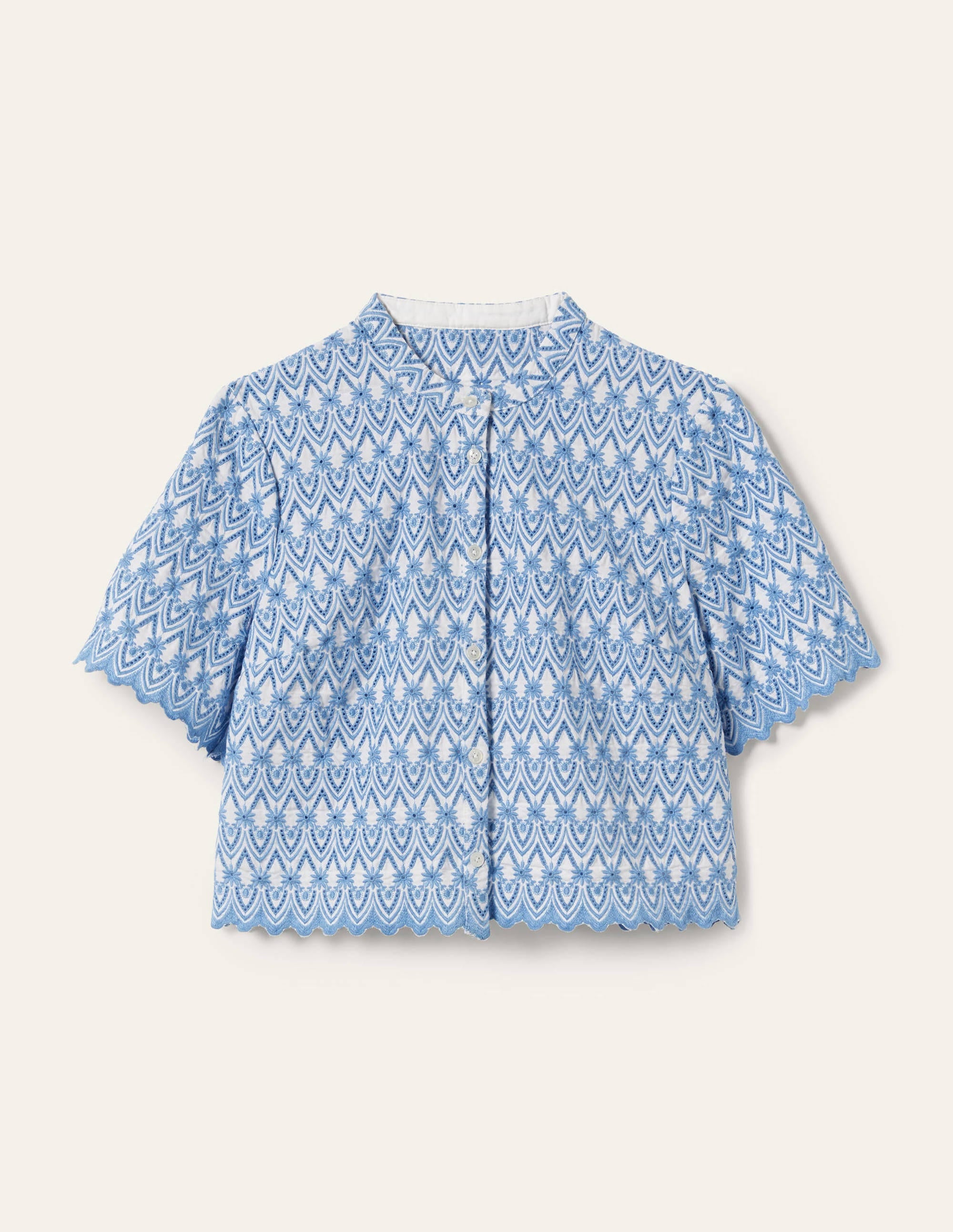 Tamsin Broderie Cotton Top-Dusty Blue - Image 5