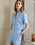 Tamsin Broderie Cotton Top-Dusty Blue