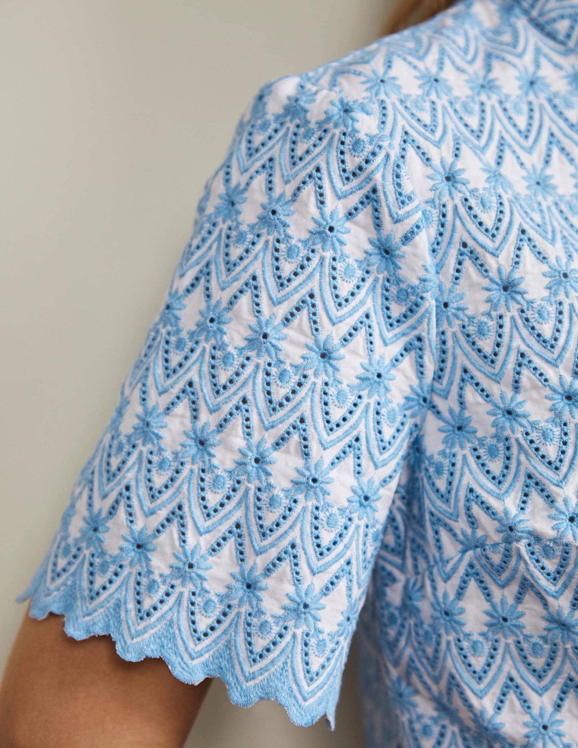 Tamsin Broderie Cotton Top-Dusty Blue-2