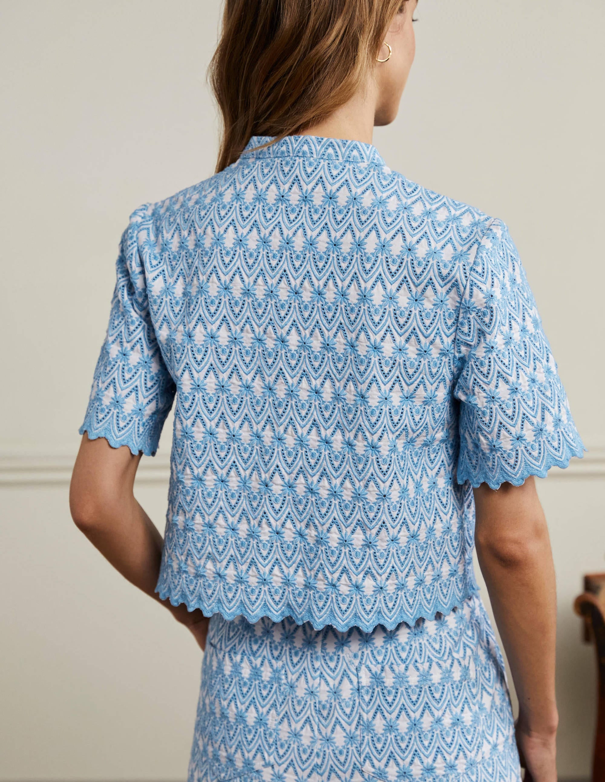 Tamsin Broderie Cotton Top-Dusty Blue - Image 3