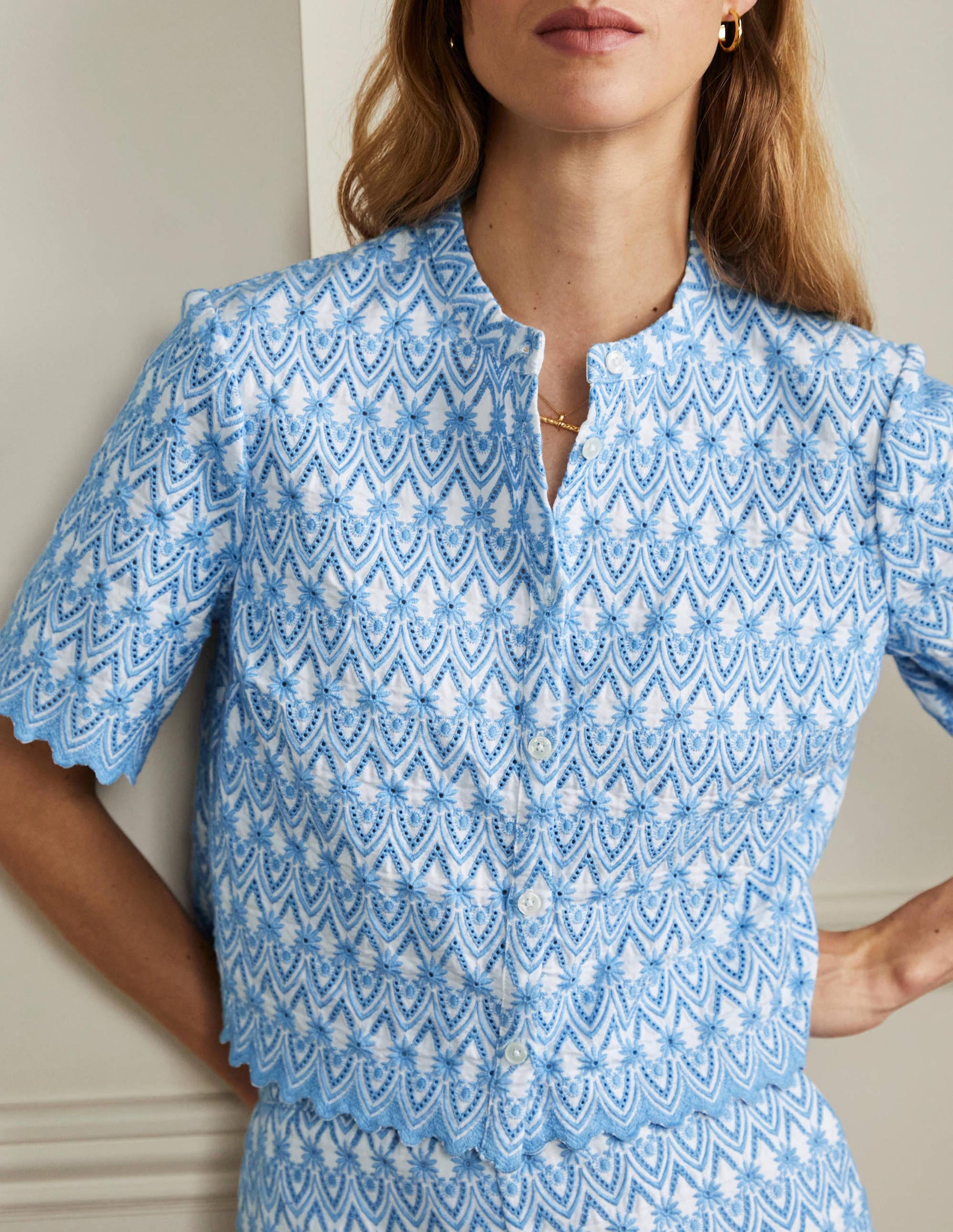 Tamsin Broderie Cotton Top-Dusty Blue-4