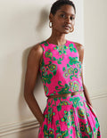 Scarlett Cropped Top-Party Pink, Wild Blooms
