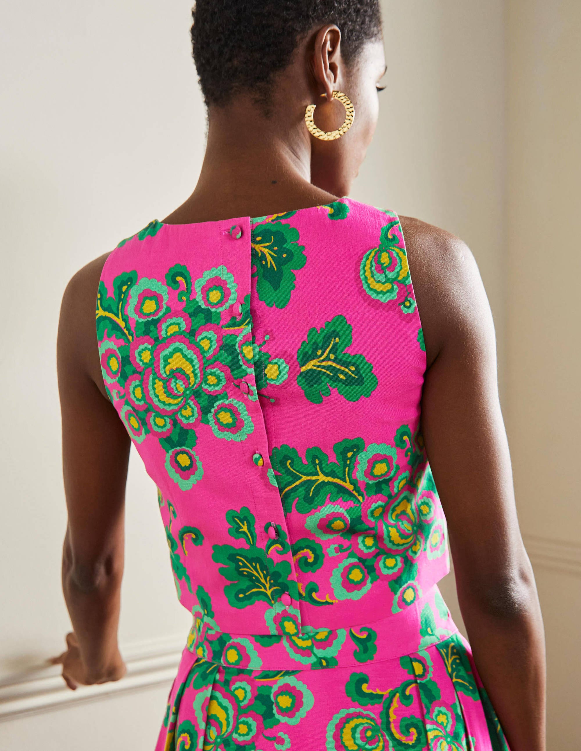 Scarlett Cropped Top-Party Pink, Wild Blooms - Image 3
