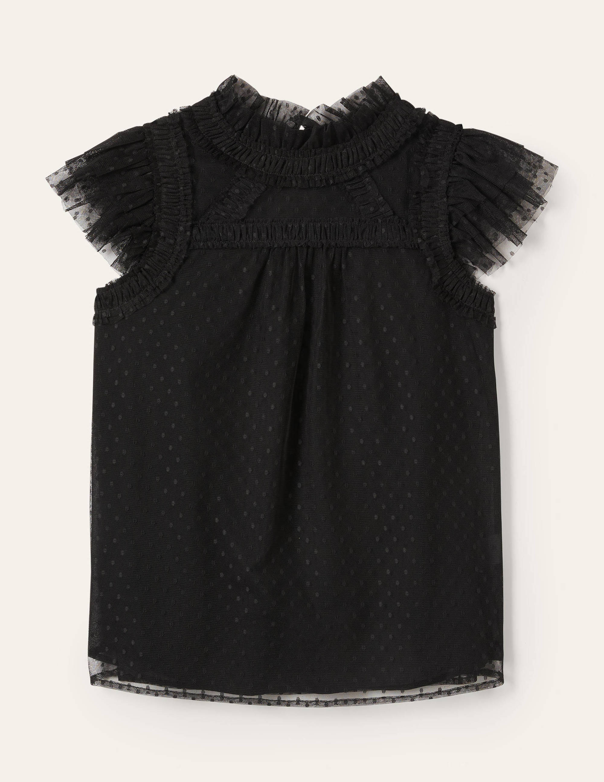 Edie Sleeveless Tulle Top-Black - Image 5