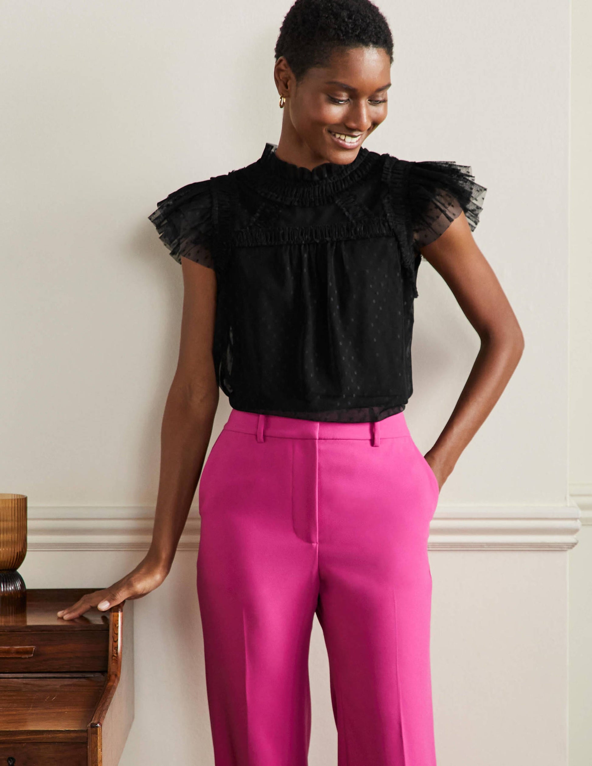 Edie Sleeveless Tulle Top-Black-1