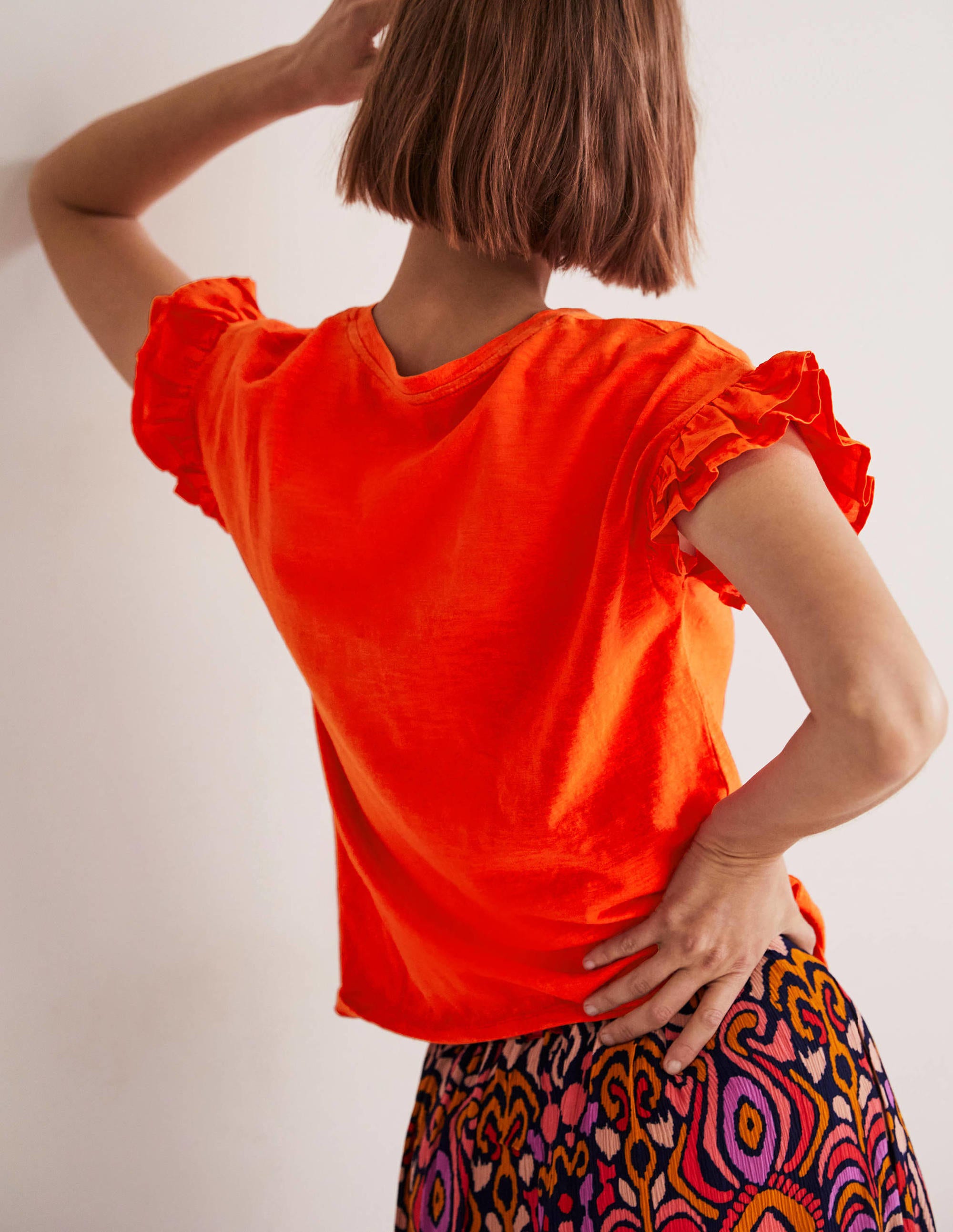 Web-T-Shirt mit Rüschenärmeln-Feuerwerkskörperrot - Image 3