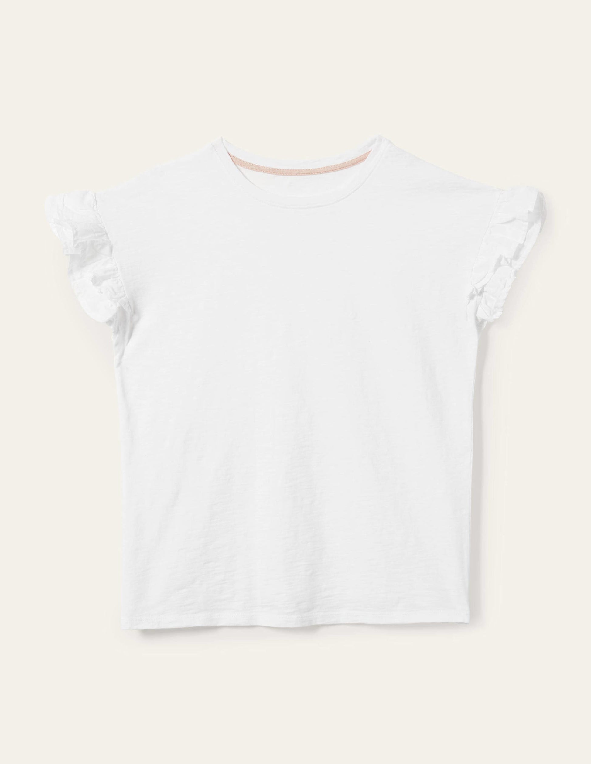 Web-T-Shirt mit Rüschenärmeln-Weiß-6