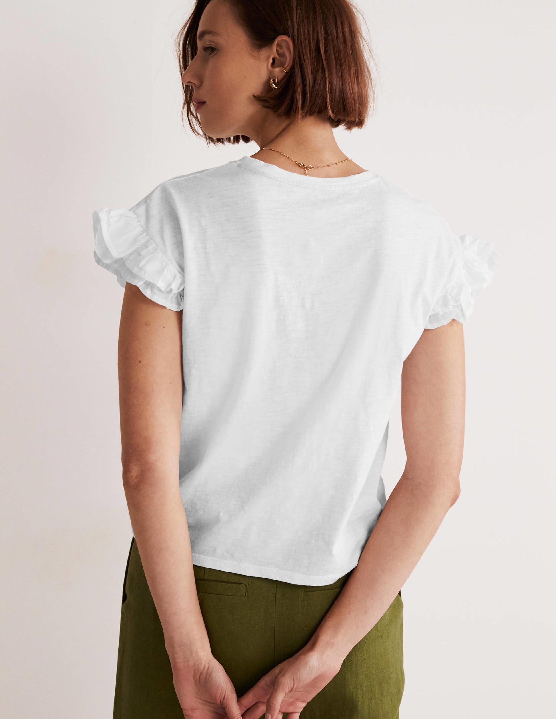 Web-T-Shirt mit Rüschenärmeln-Weiß-3