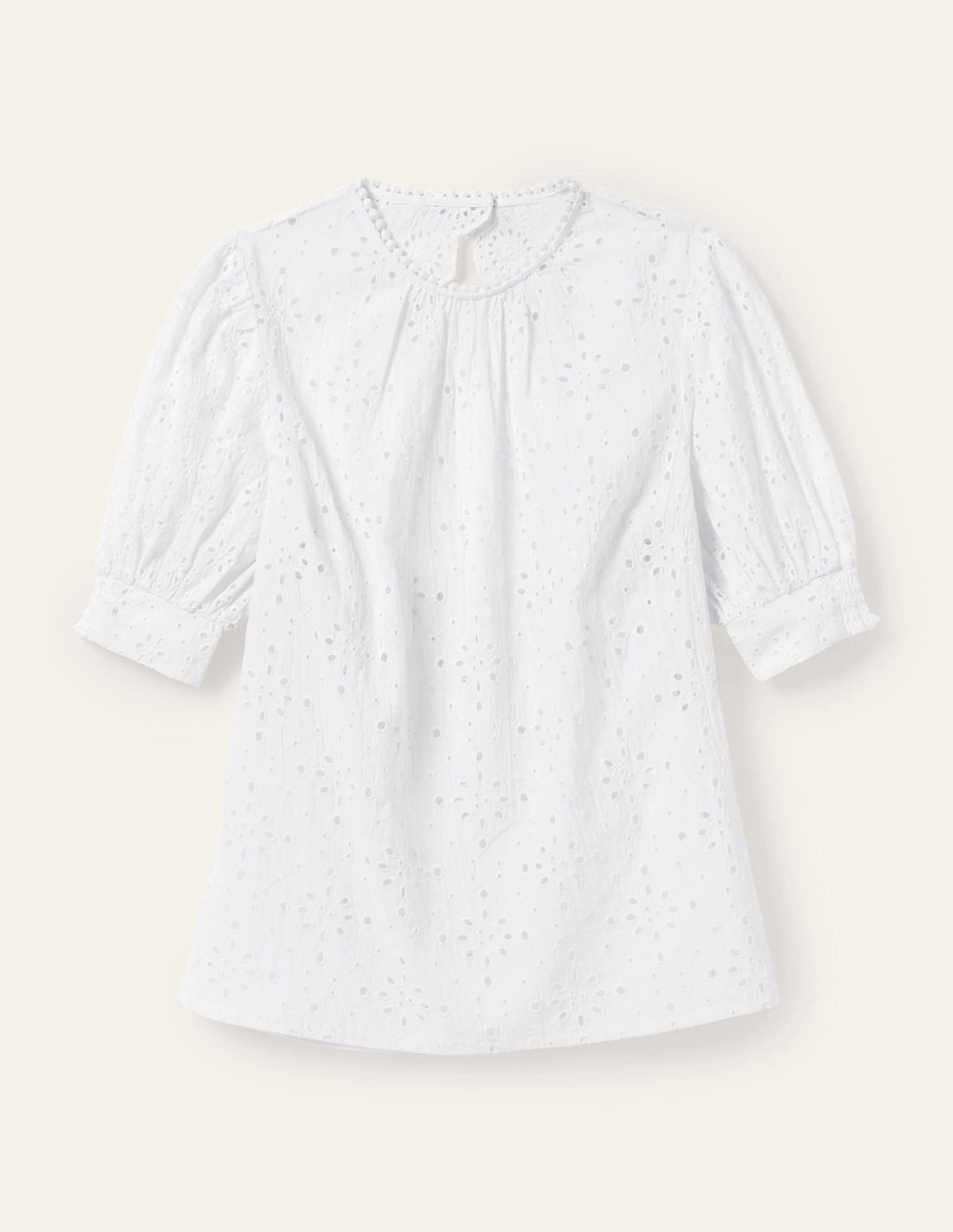 Broderie Cut-Out Detail Top-White