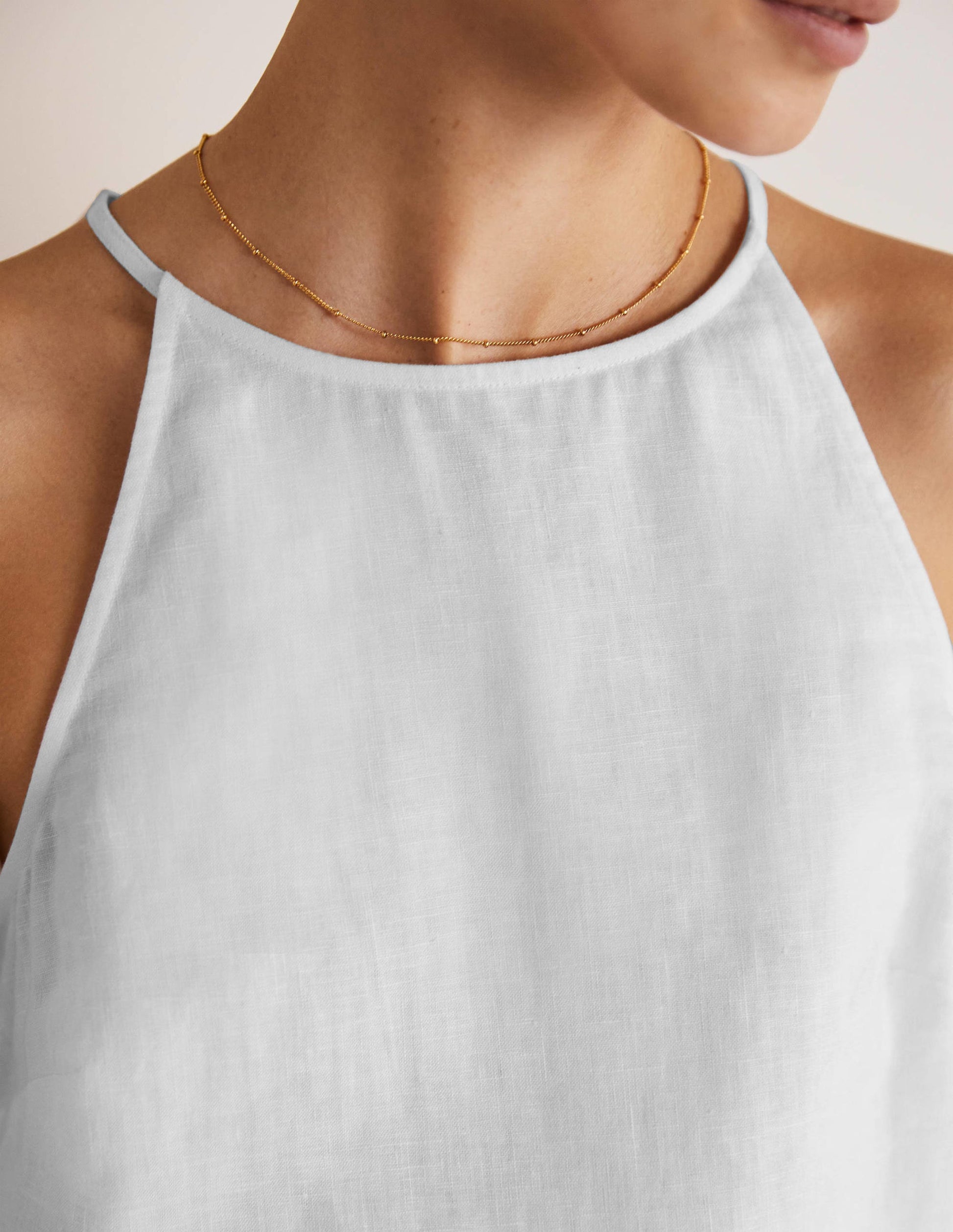 Neckholder-Top aus Leinen-Weiß-2