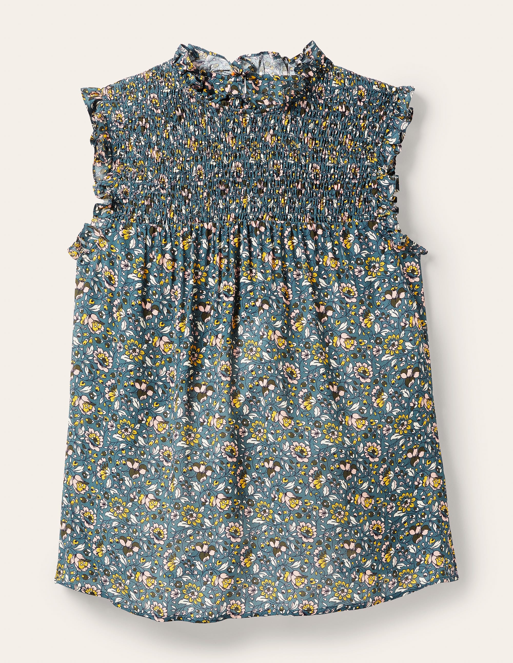 Top sans manches à smocks-Bleu moyen, motif Botanic Meadow - Image 9