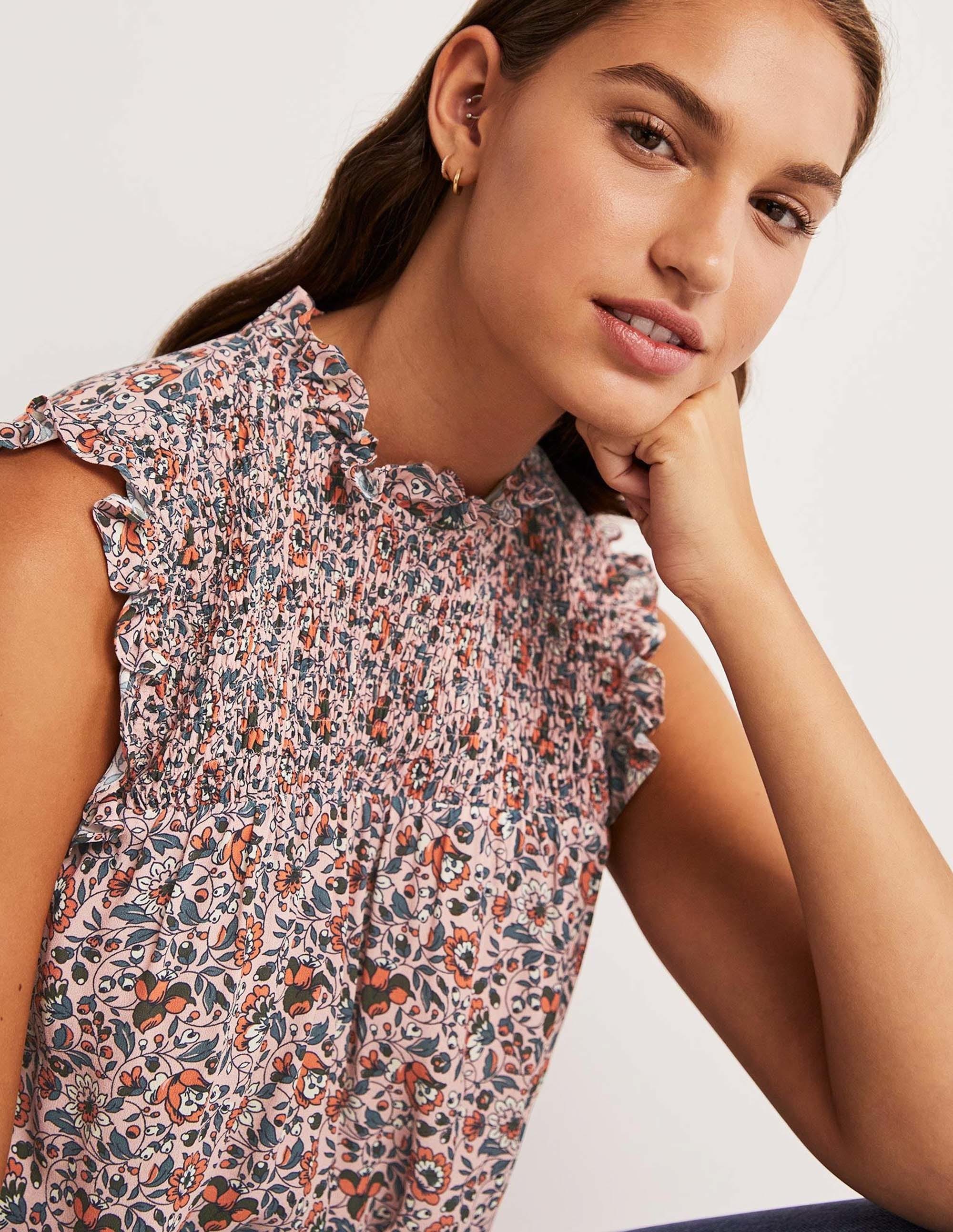 Top sans manches à smocks-Milkshake, motif Botanic Meadow - Image 6