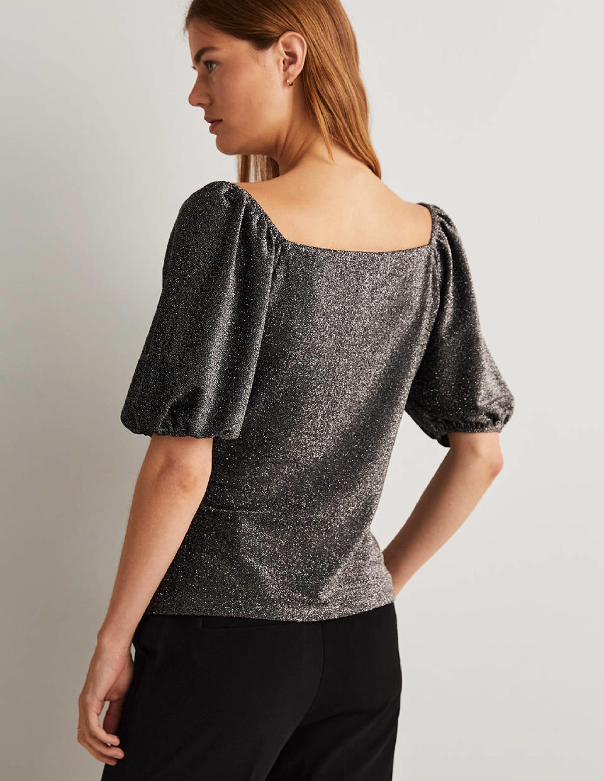 Ruched Sparkle Jersey Top-Silver Sparkle - Image 3