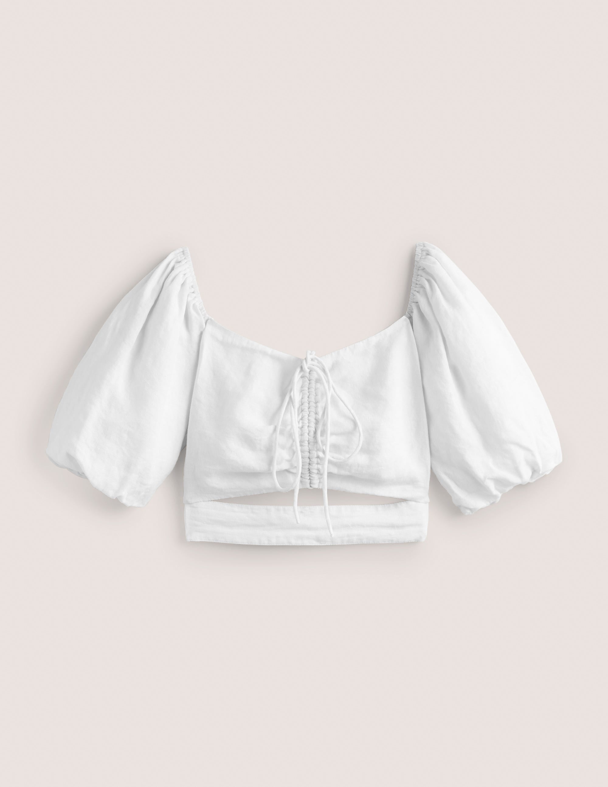 Halterneck Cut Out Crop Top-White - Image 5
