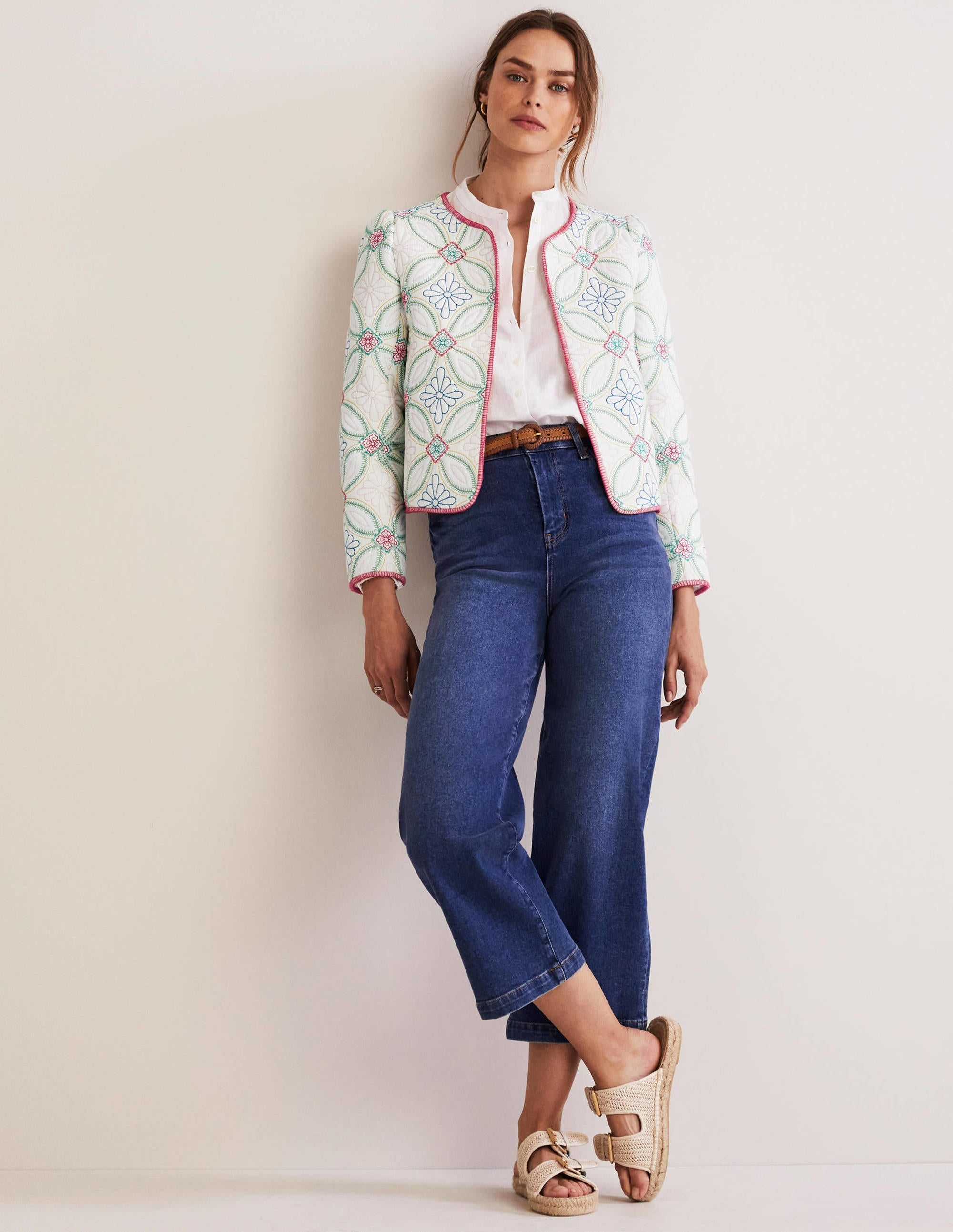 Embroidered Quilted Jacket-Ivory, Multi Quilting - Image 5