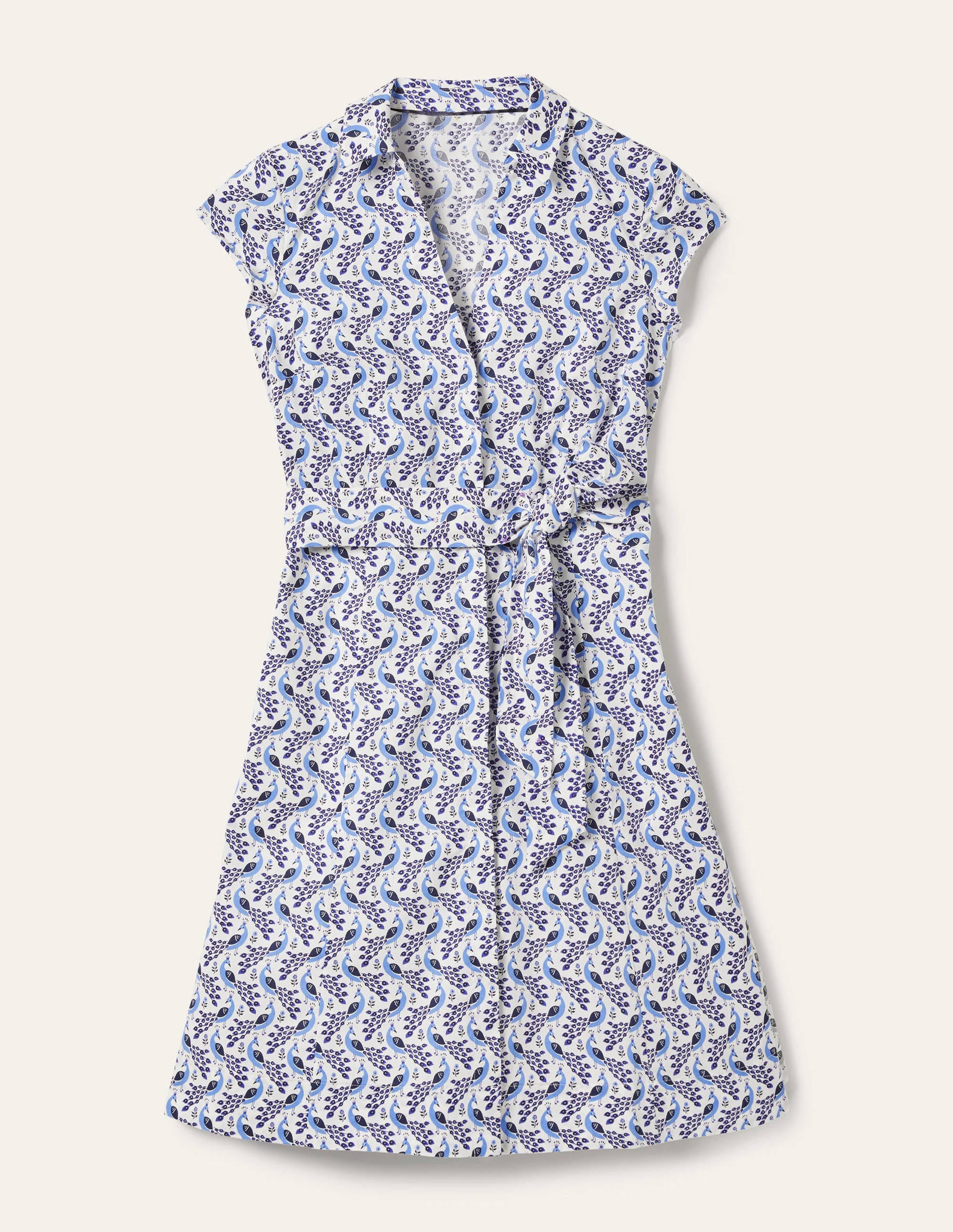 Short Sleeve Shirt Dress-Hyacinth, Paradise Peacock - Image 5