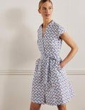 Short Sleeve Shirt Dress-Hyacinth, Paradise Peacock