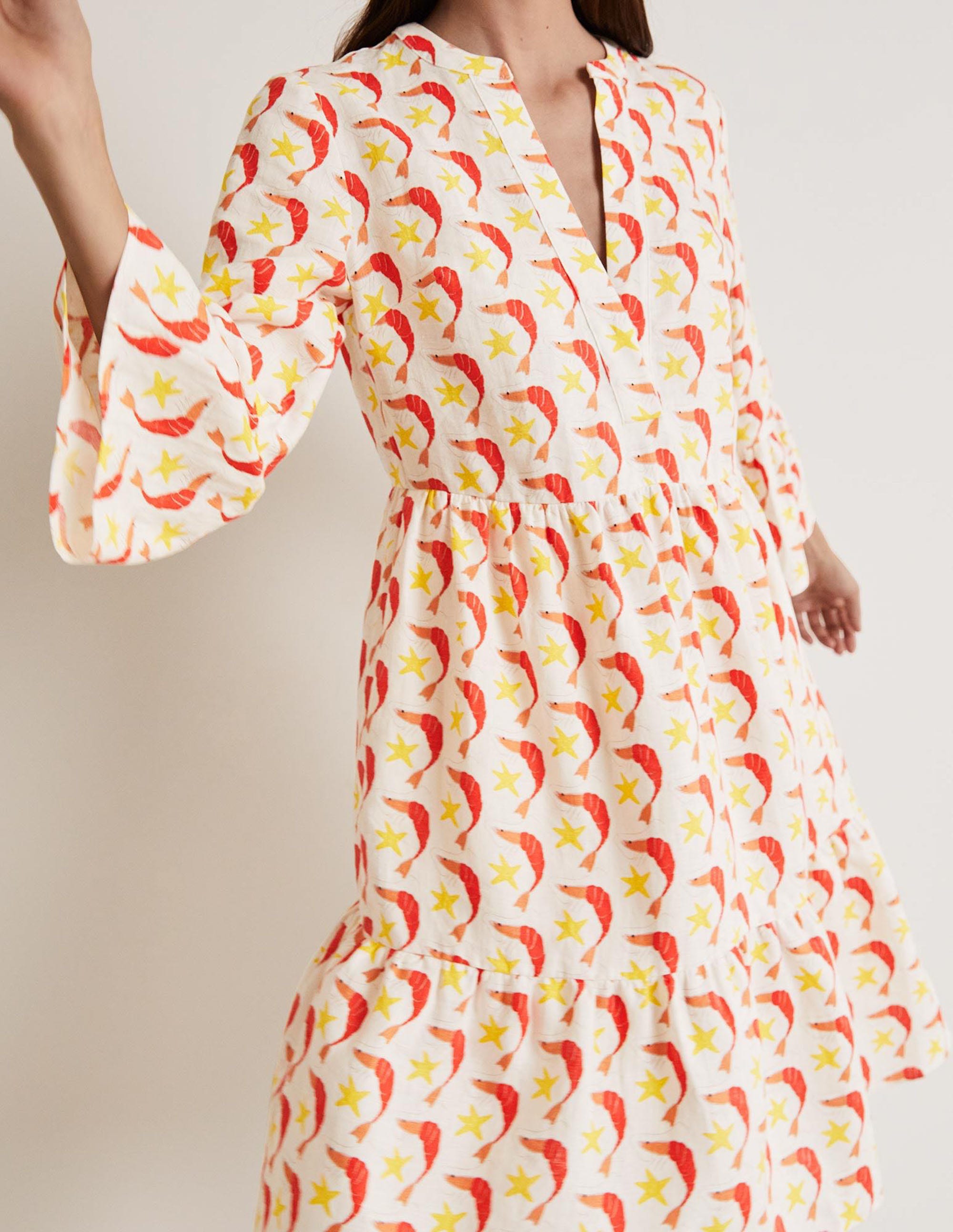 Relaxed Linen Tiered Dress-Ivory Shrimpy - Image 5