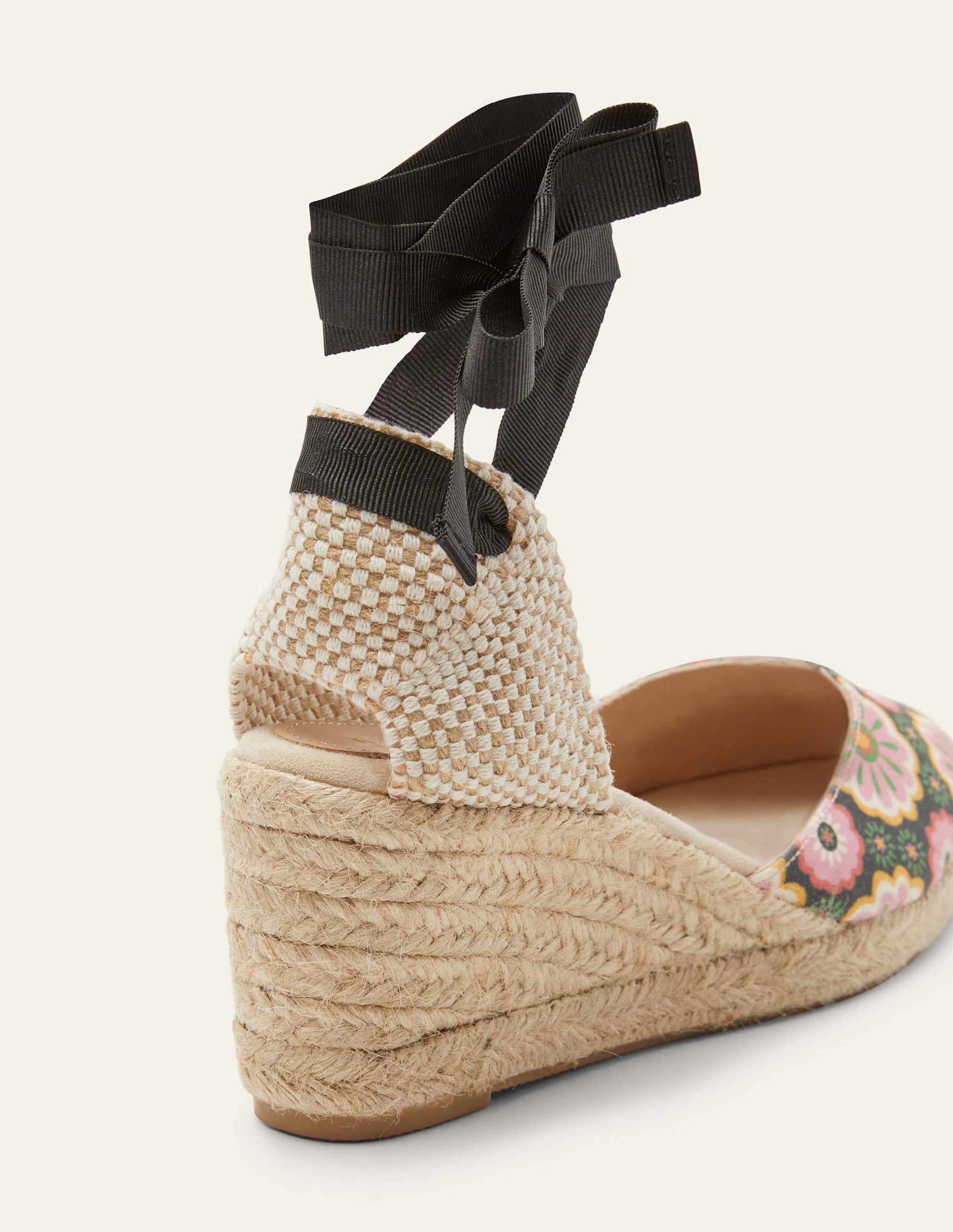 Espadrilles compensées Cassie-Noir, motif Opulent Daisy-3
