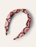 Serre-tête noué-Noir, motif Opulent Daisy