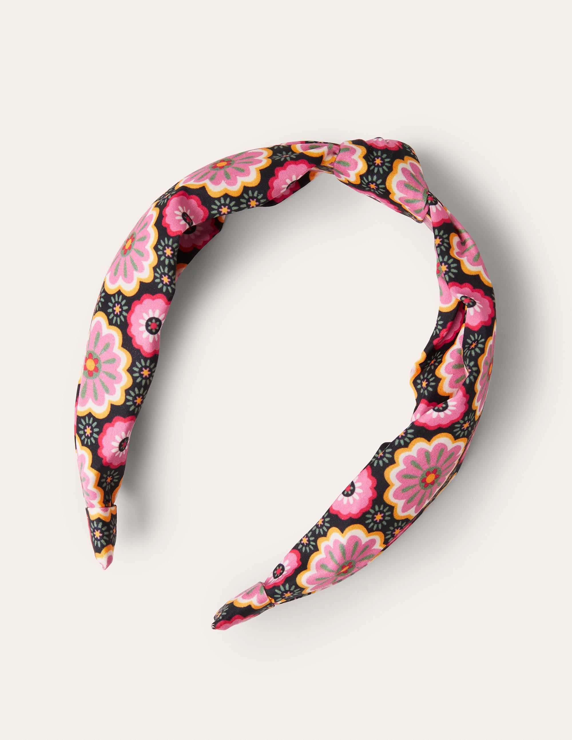 Serre-tête noué-Noir, motif Opulent Daisy - Image 3
