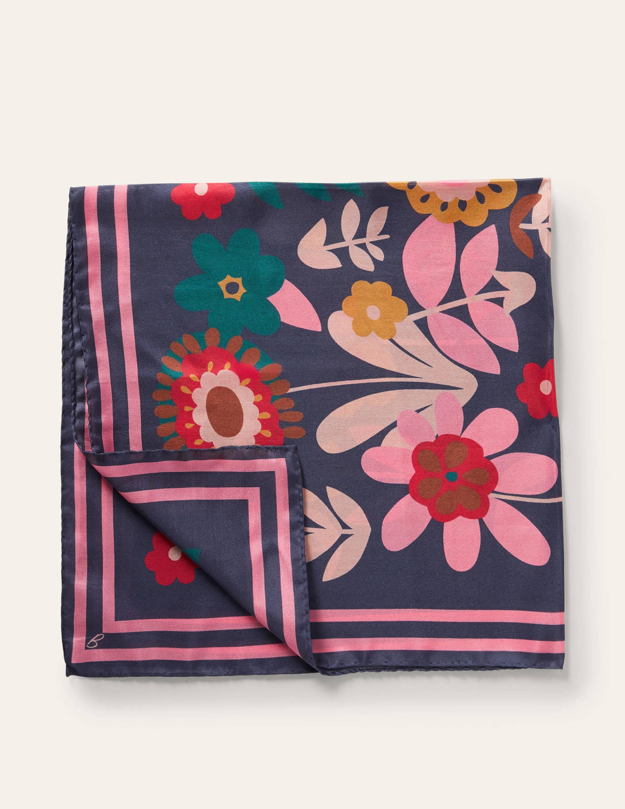 Seidenhalstuch-Navy, Blüten - Image 1