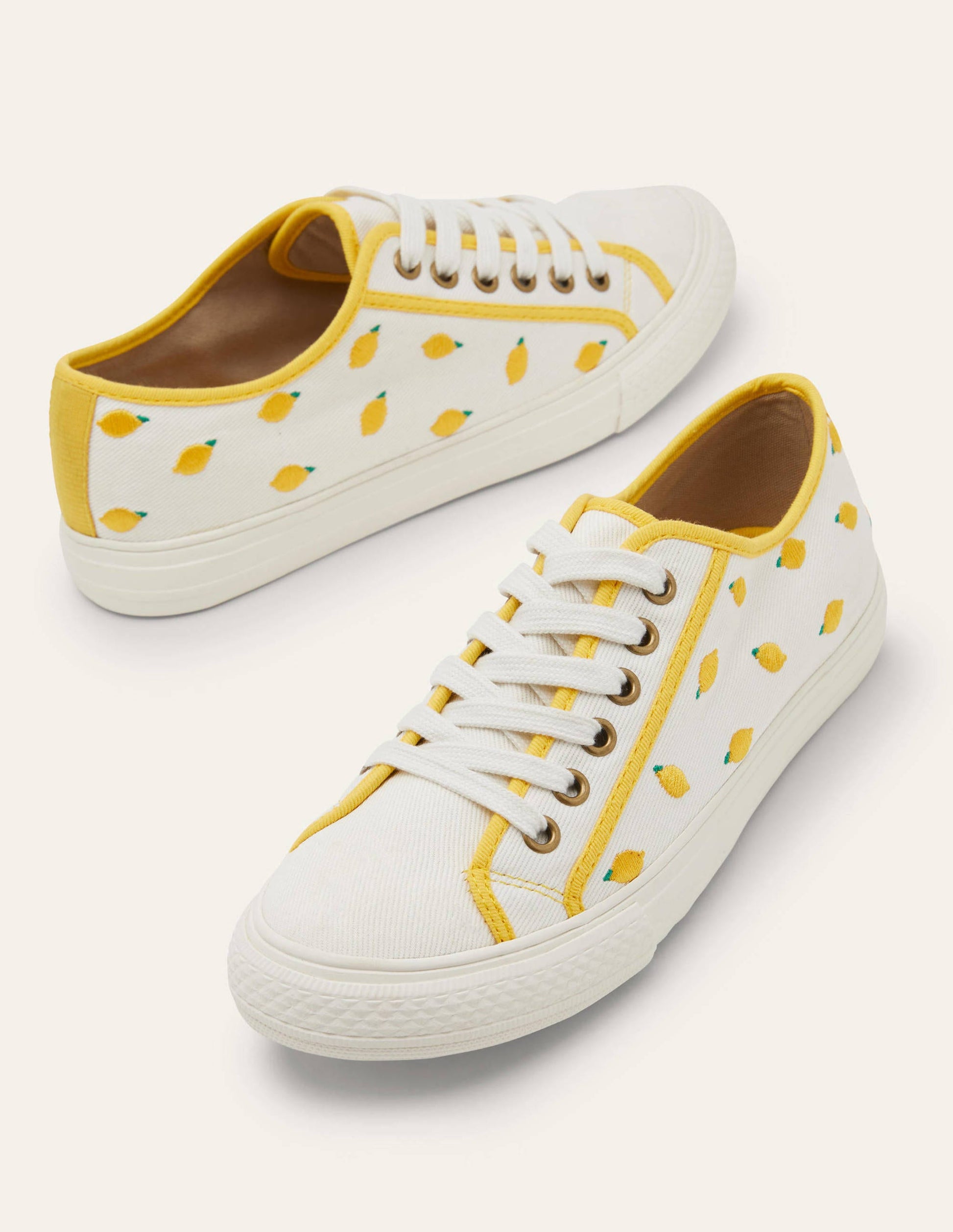 Tennis en toile de coton-Écru, citrons-3