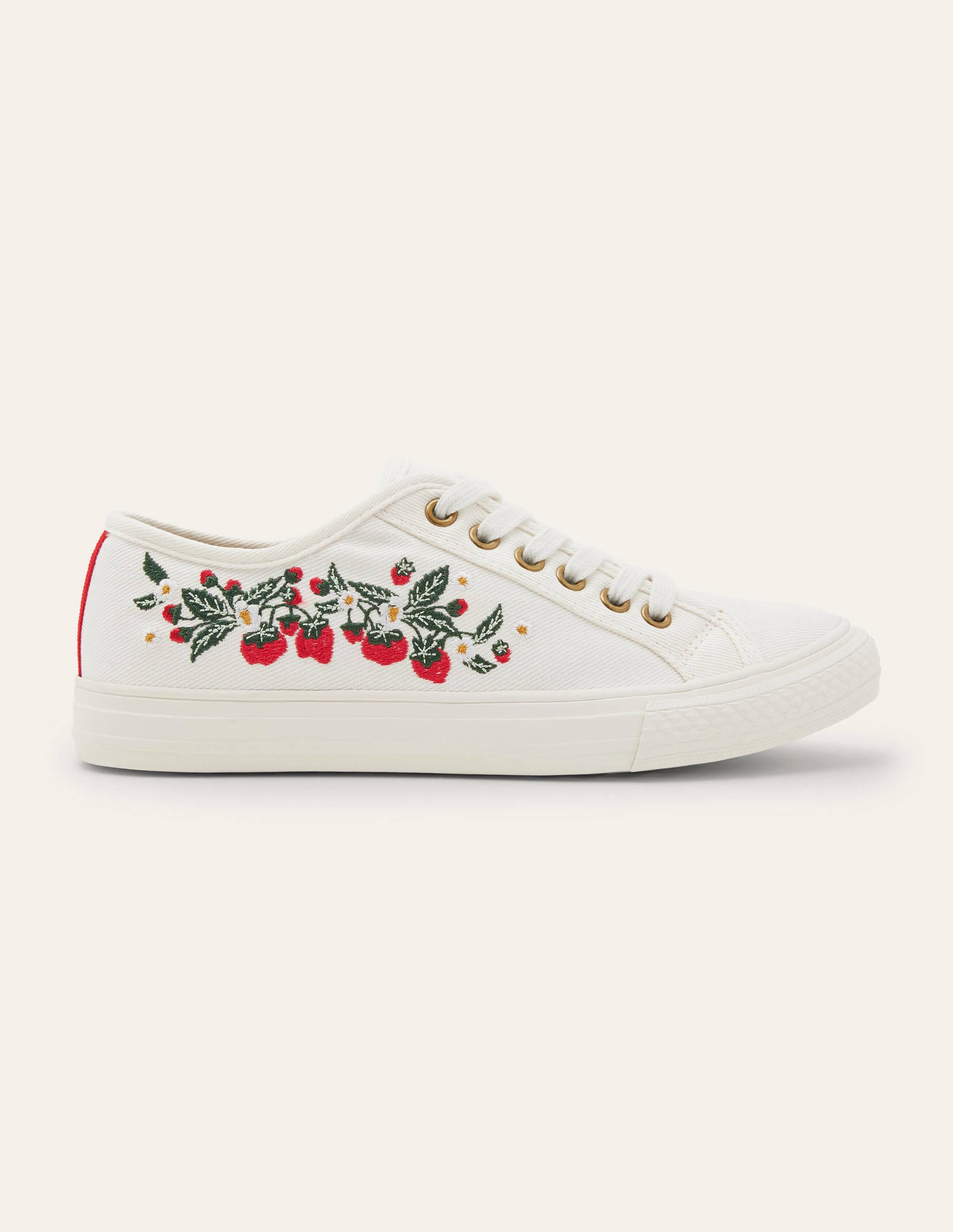 Tennis en toile de coton-Écru, fraises - Image 2