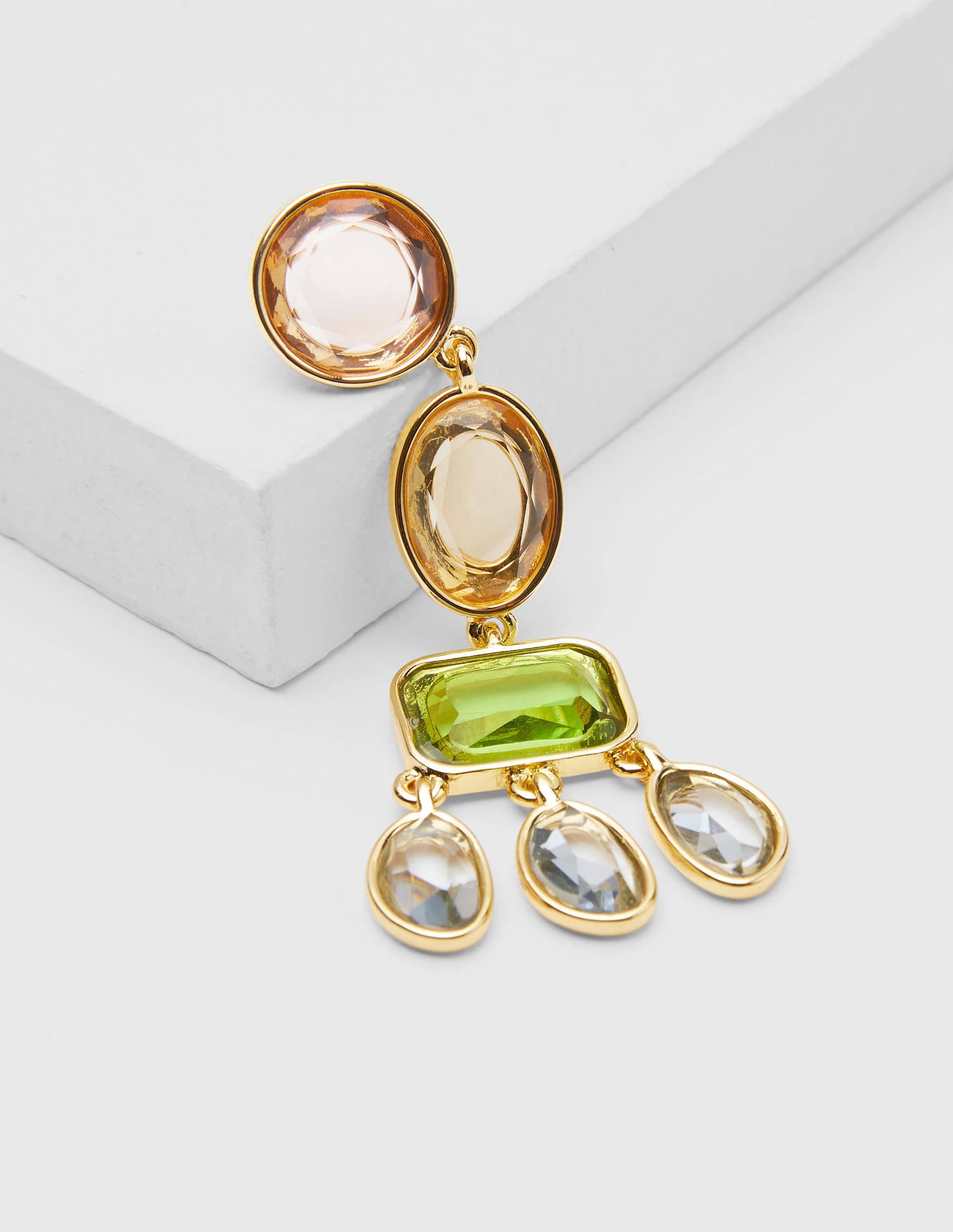 Boucles d'oreilles chandelier ornementées-Rose/vert - Image 2