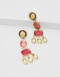 Boucles d'oreilles chandelier ornementées-Pêche/violet