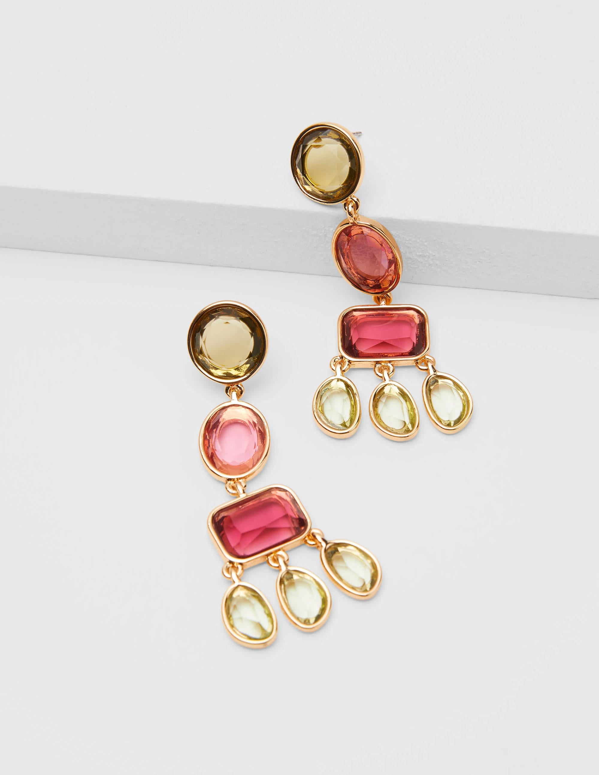 Boucles d'oreilles chandelier ornementées-Pêche/violet - Image 1