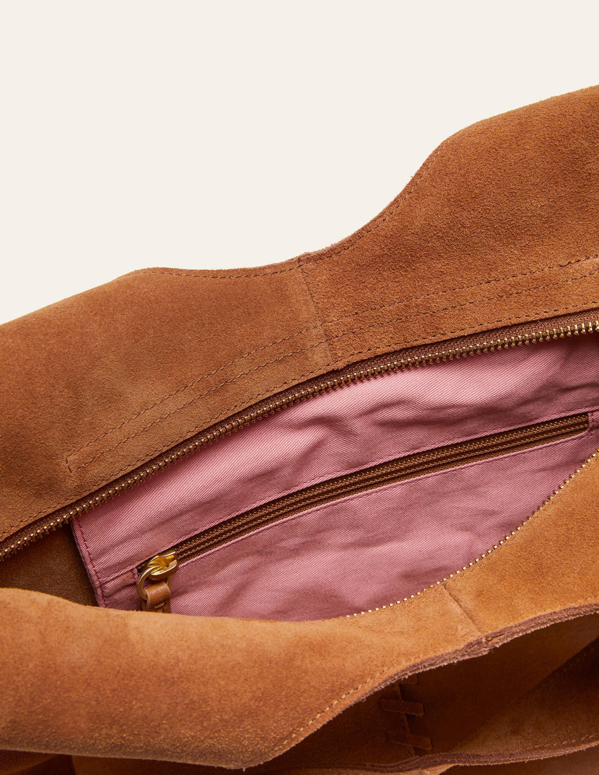 Sac hobo en daim avec surpiqûres-Fauve-2
