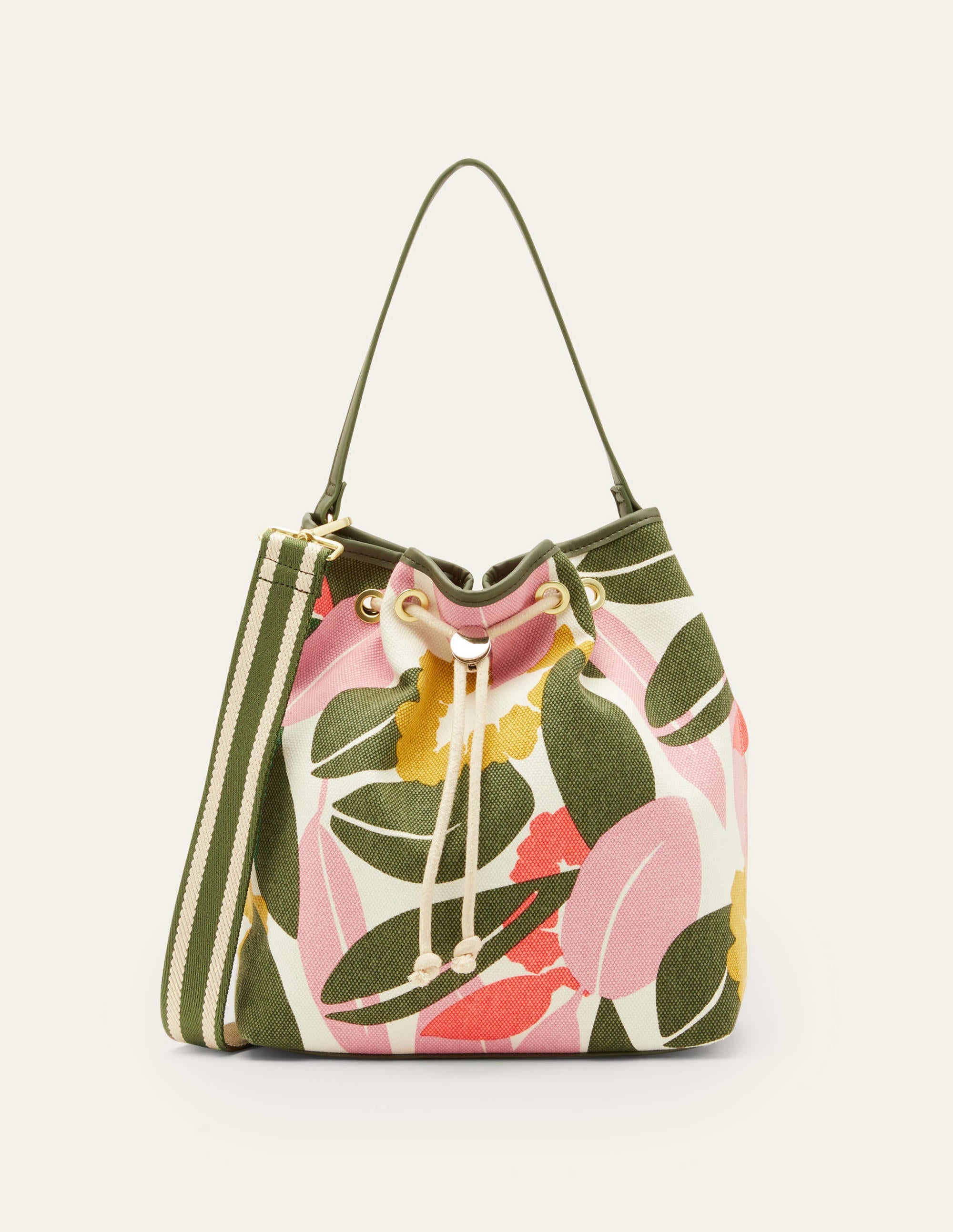 Sac seau en toile avec cordon de serrage-Ivoire, motif Abstract Bloom - Image 5