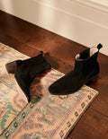 Chelsea-Boots aus Veloursleder mit rundem Absatz-Schwarz