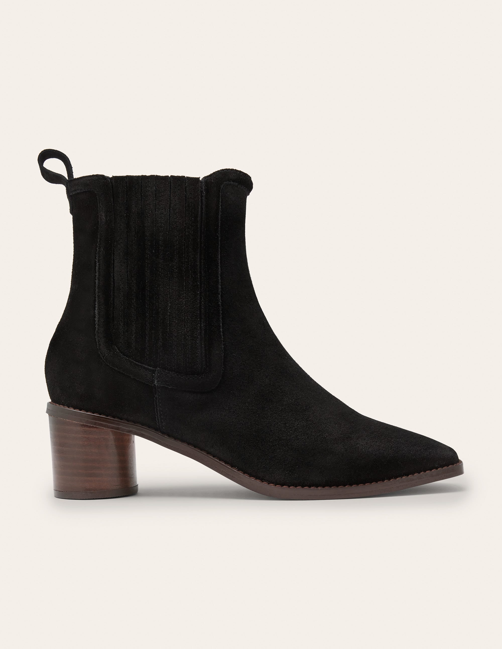 Chelsea-Boots aus Veloursleder mit rundem Absatz-Schwarz - Image 2