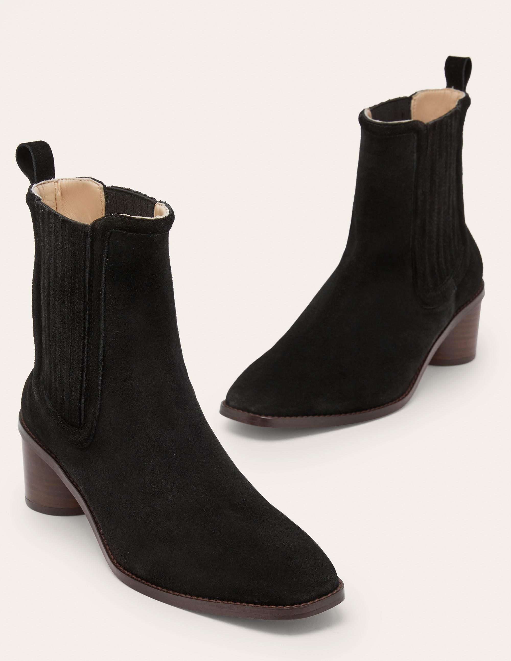 Chelsea-Boots aus Veloursleder mit rundem Absatz-Schwarz - Image 3