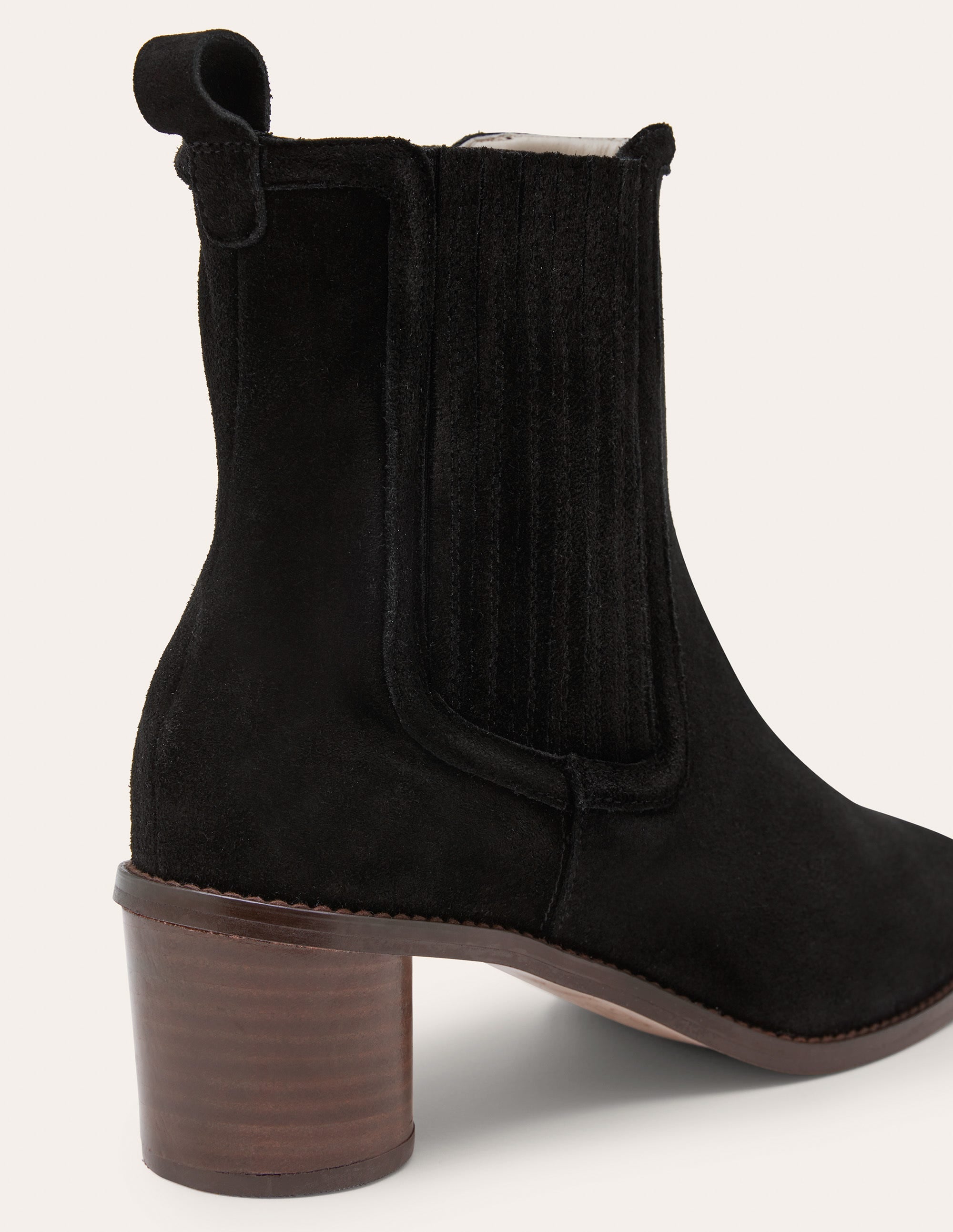 Chelsea-Boots aus Veloursleder mit rundem Absatz-Schwarz - Image 4