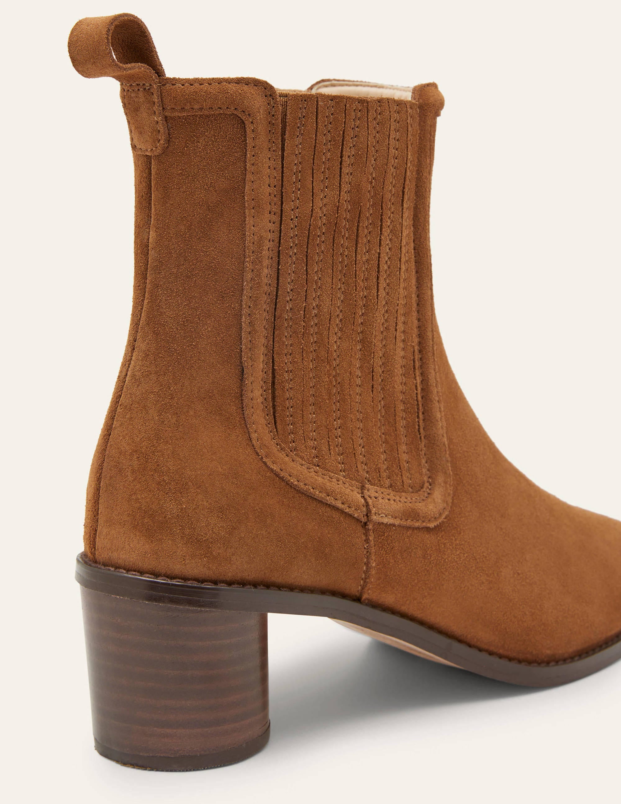 Bottines chelsea à talons ronds en daim-Tabac - Image 4