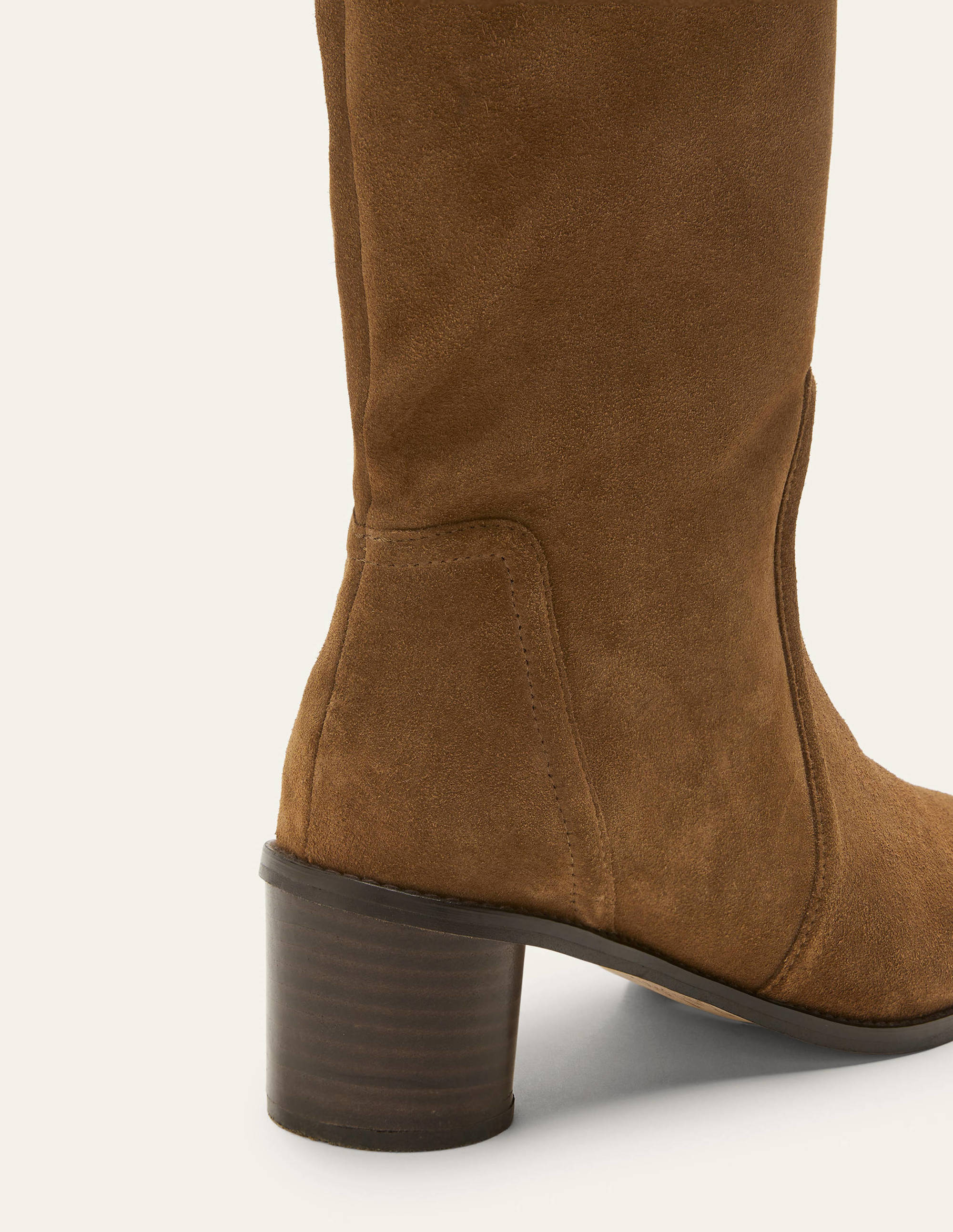Kniehohe Stiefel aus Veloursleder-Tabakbraun - Image 4