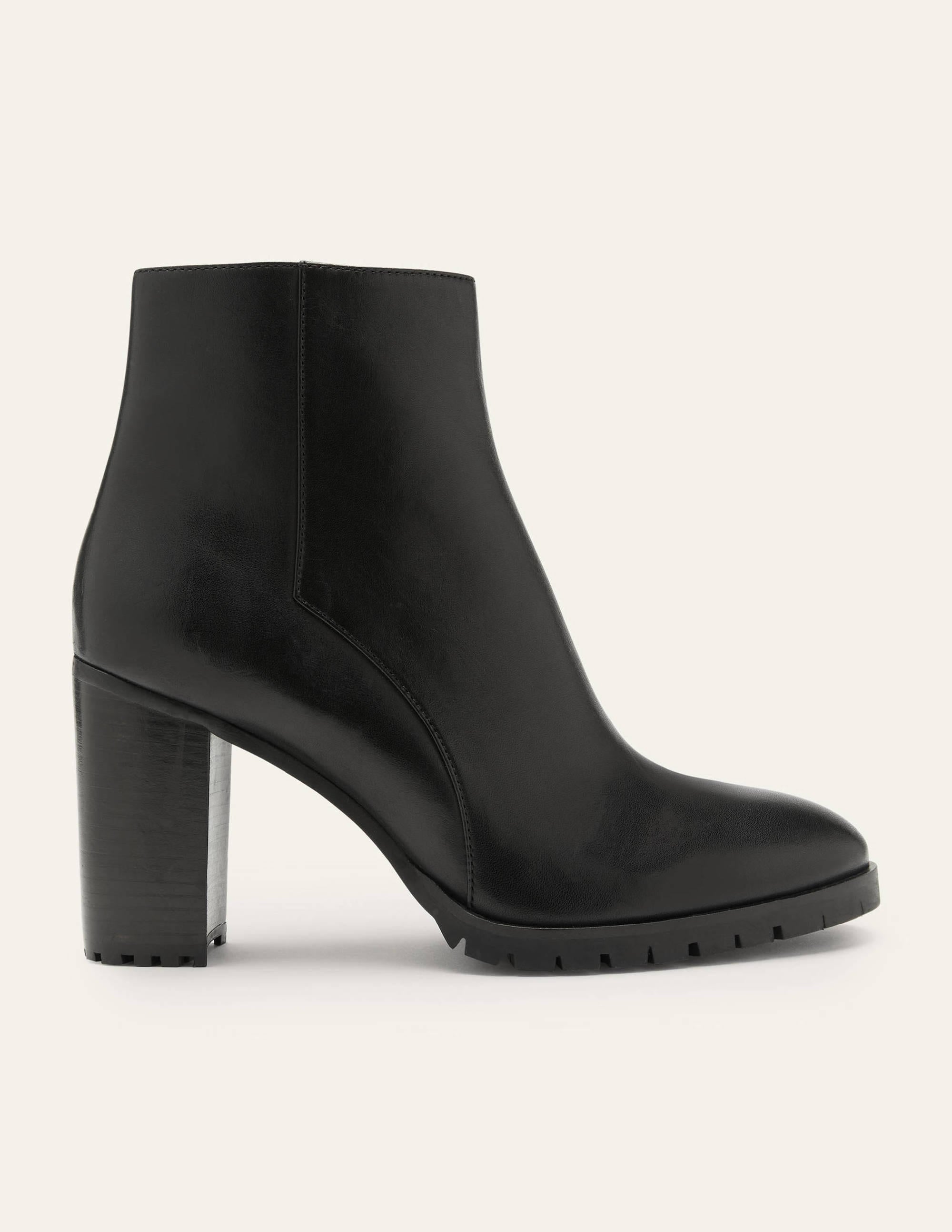 Leder-Stiefeletten mit Absatz-Schwarz - Image 2