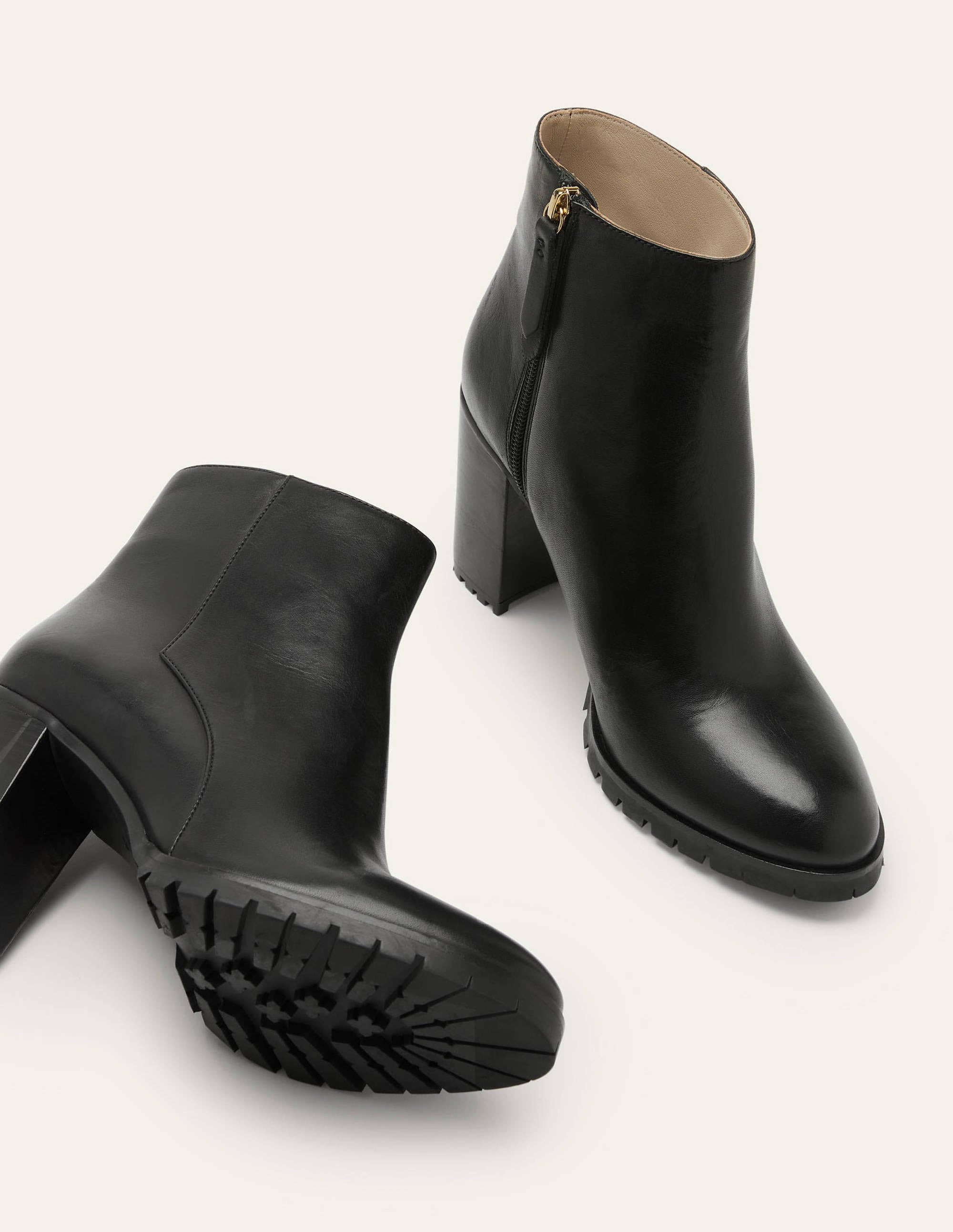 Leder-Stiefeletten mit Absatz-Schwarz - Image 3