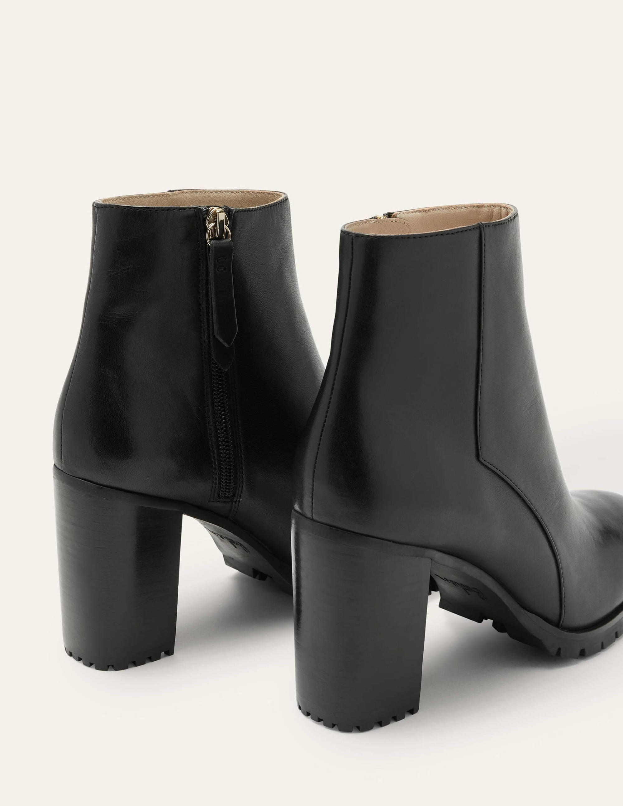 Leder-Stiefeletten mit Absatz-Schwarz - Image 4