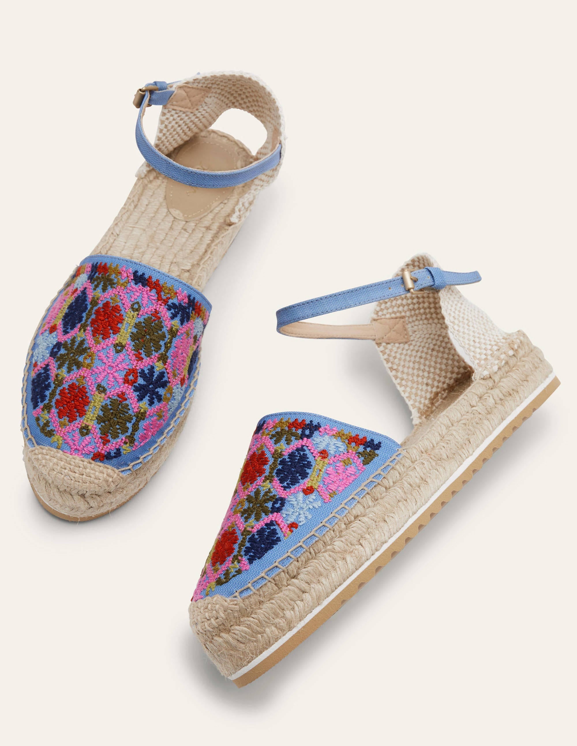 Espadrilles à plateforme plate-Broderie chambray - Image 3
