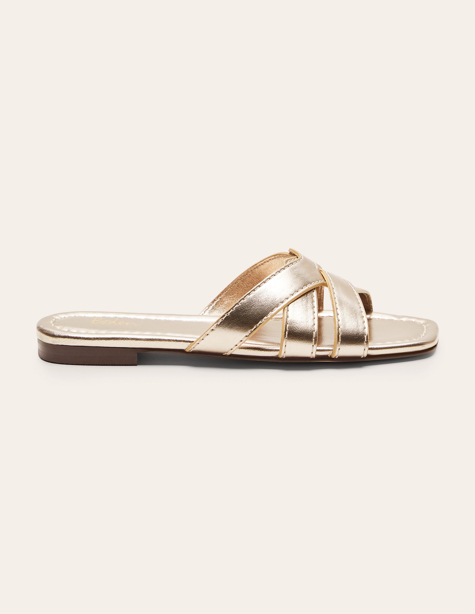 Geometrische flache Slipper-Blassgold-Metallic - Image 2
