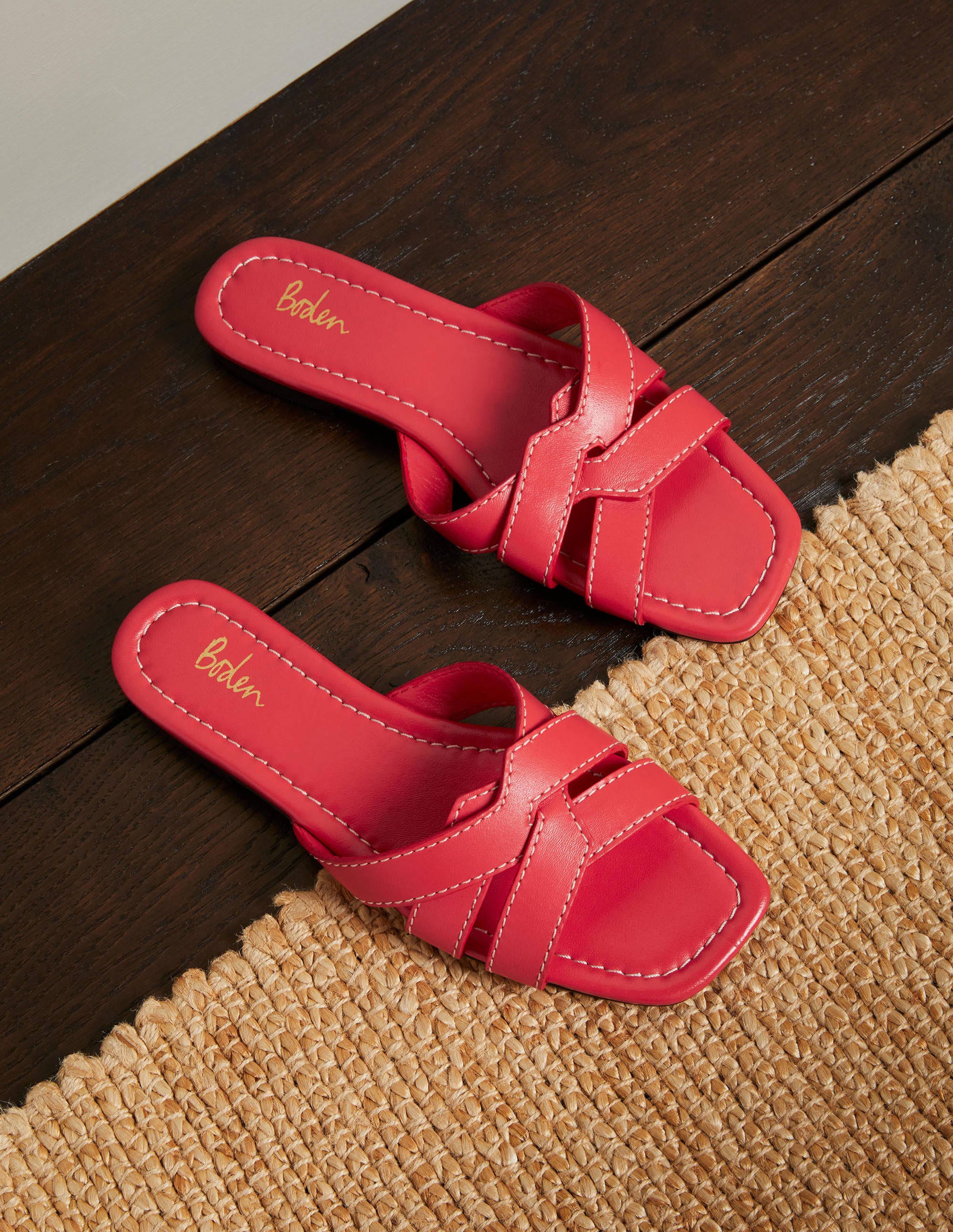 Geometrische flache Slipper-Helles Mohnblumenrot - Image 1